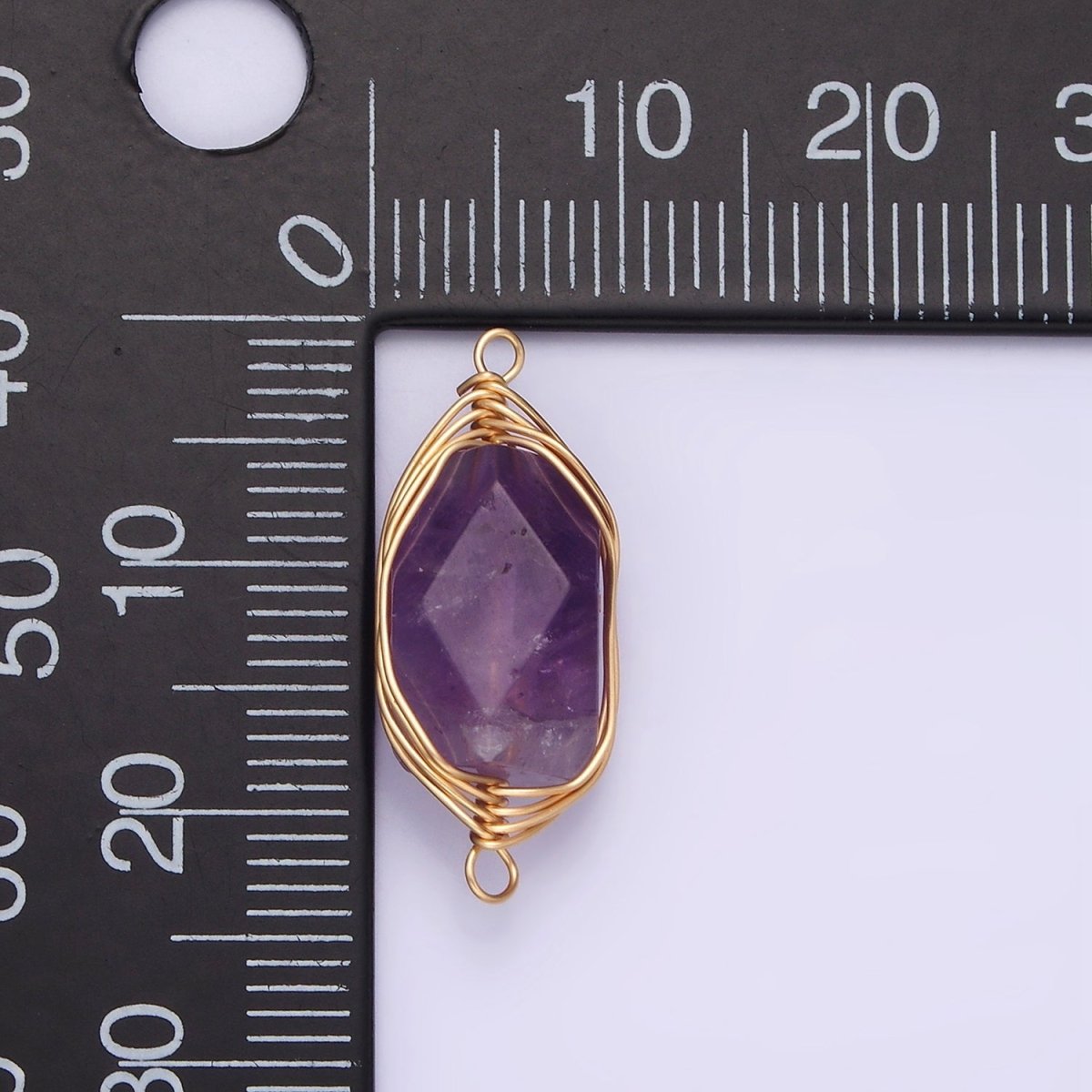 14K Gold Filled Amethyst, Prehnite, Amazonite, Clear Quartz, Rose Quartz Wire Wrapped Connector | G044 - G048 - DLUXCA