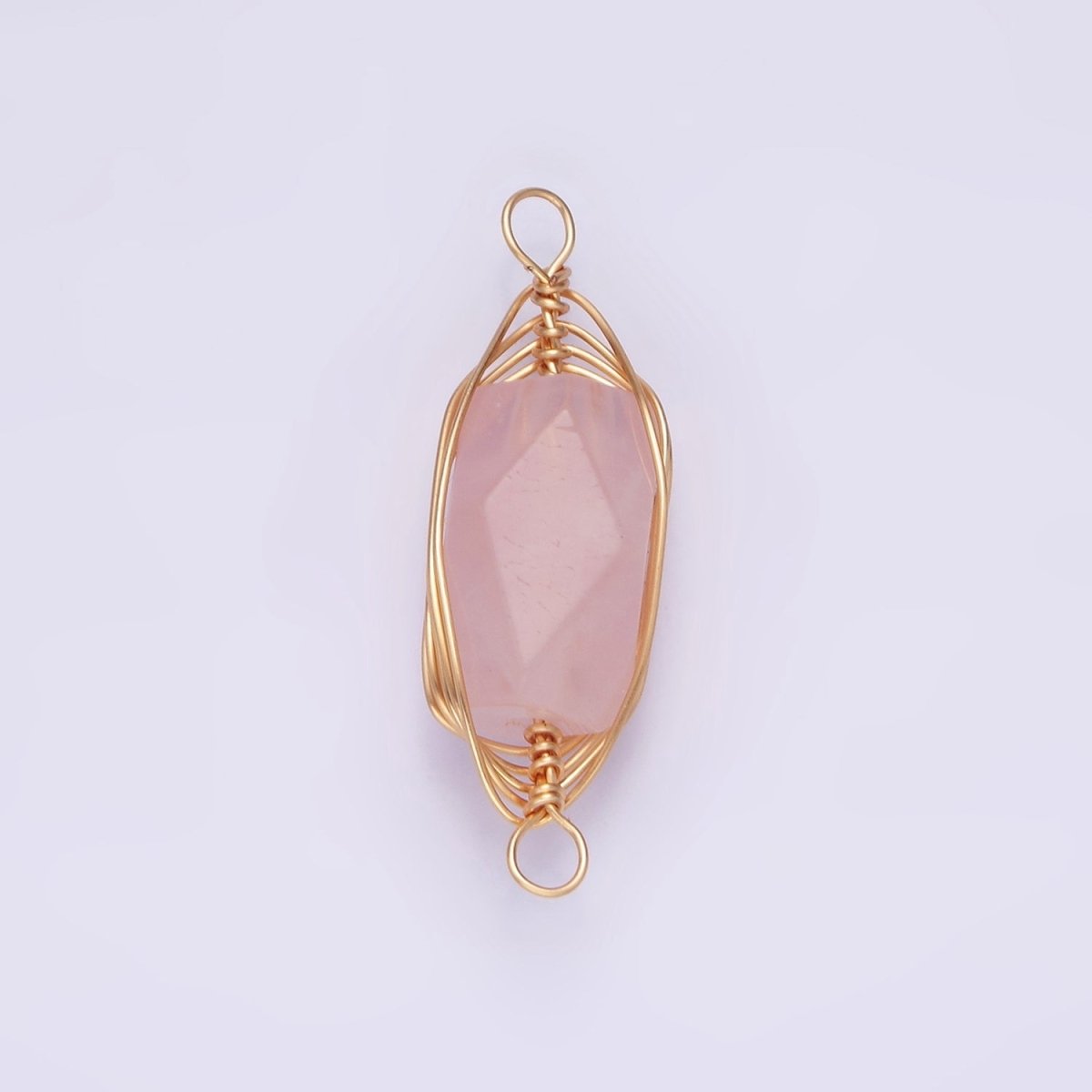 14K Gold Filled Amethyst, Prehnite, Amazonite, Clear Quartz, Rose Quartz Wire Wrapped Connector | G044 - G048 - DLUXCA