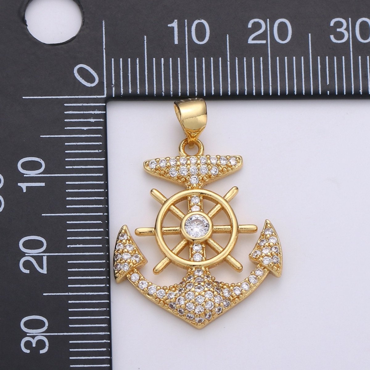 14K Gold Filled Anchor Pendant Craft Supplies For Necklace Bracelet Jewelry Making Micro Pave Sailor Charm J-001 - DLUXCA