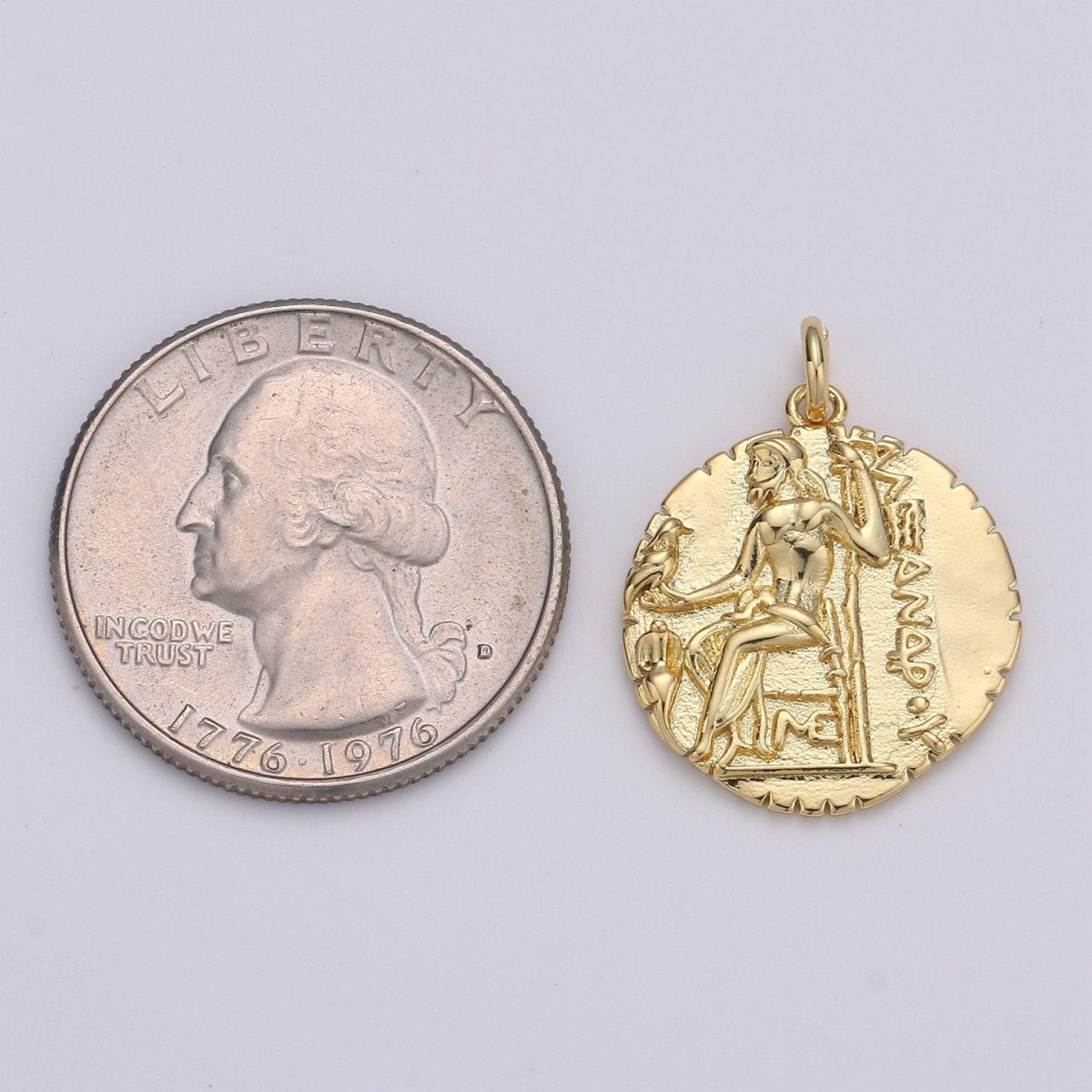 14k Gold Filled Ancient Gold Coin Pendant, Greek Warrior Alexander the Great Coin Pendant, Earing DIY, Roman Coin Pendant, Earing Coin D-151 - DLUXCA