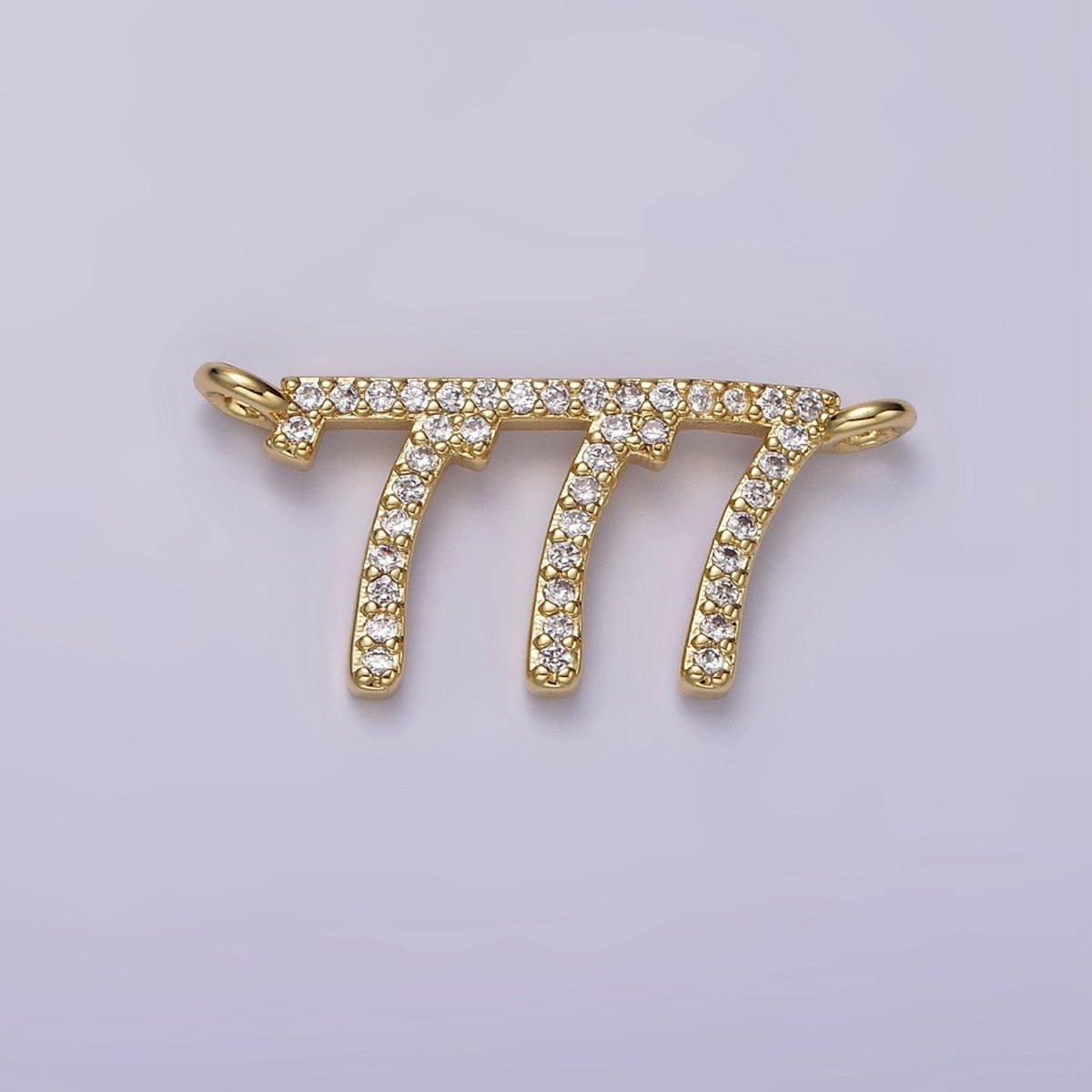 14K Gold Filled Angel Number Numerology Micro Paved CZ Script Connector | G184 - G192 - DLUXCA