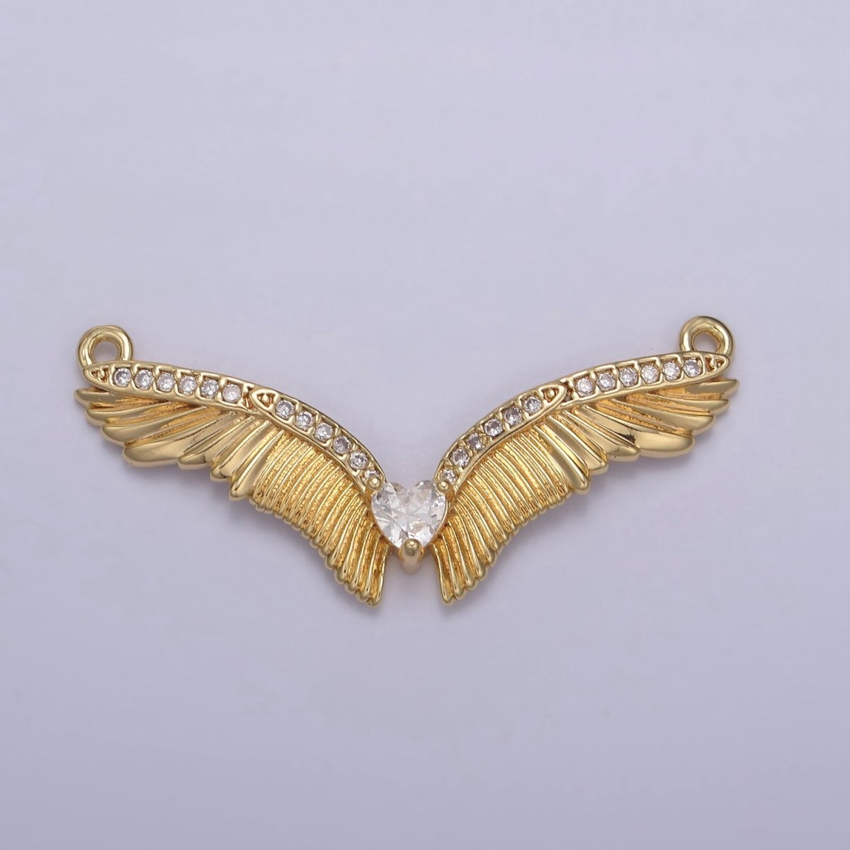 14k Gold Filled Angel Wing Charm Connector for Necklace Component Link Connector F-628 - DLUXCA