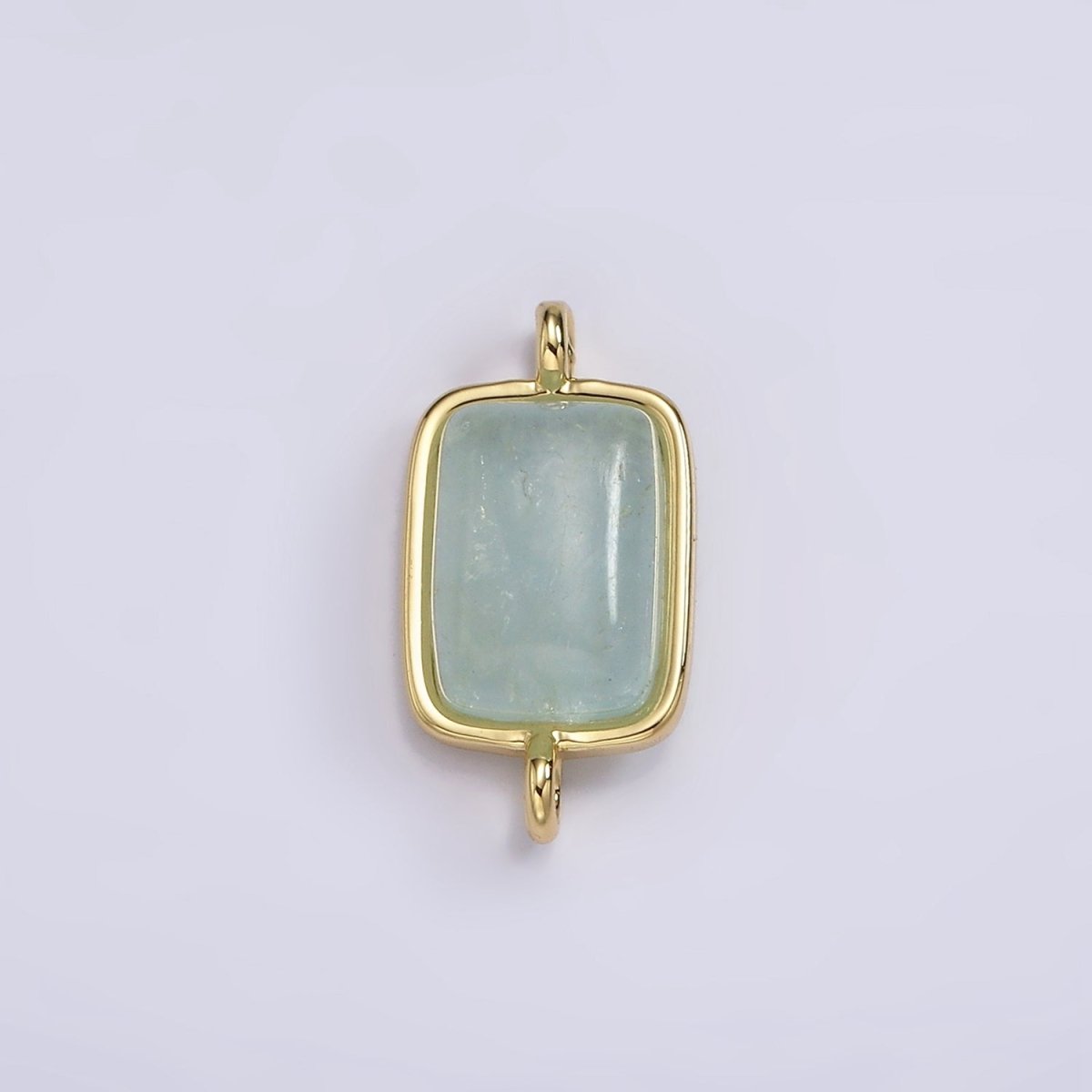 14K Gold Filled Aquamarine, Aventurine, Amethyst, Rose Quartz Bezel Rectangular Connector | G246 - G249 - DLUXCA