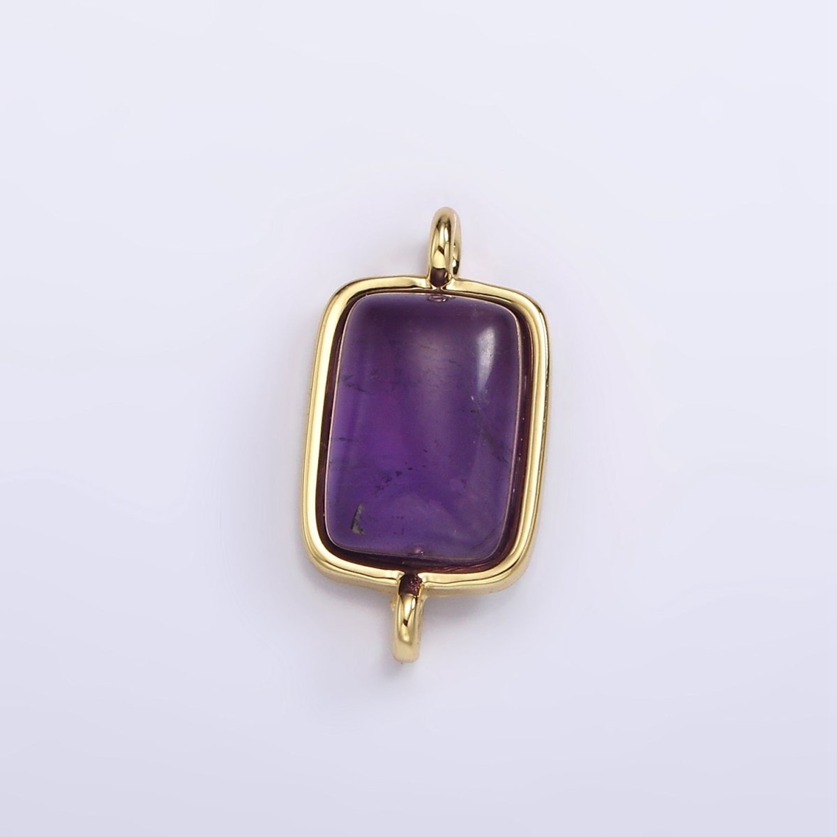 14K Gold Filled Aquamarine, Aventurine, Amethyst, Rose Quartz Bezel Rectangular Connector | G246 - G249 - DLUXCA