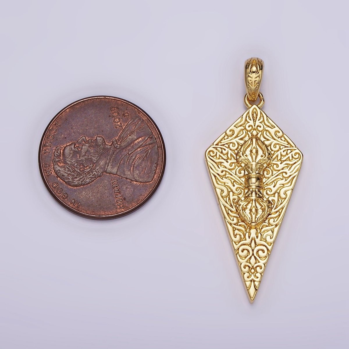 14K Gold Filled Artisan Magician manifestation Charm Double Sided Pendant in Gold & Silver | AH124 - DLUXCA