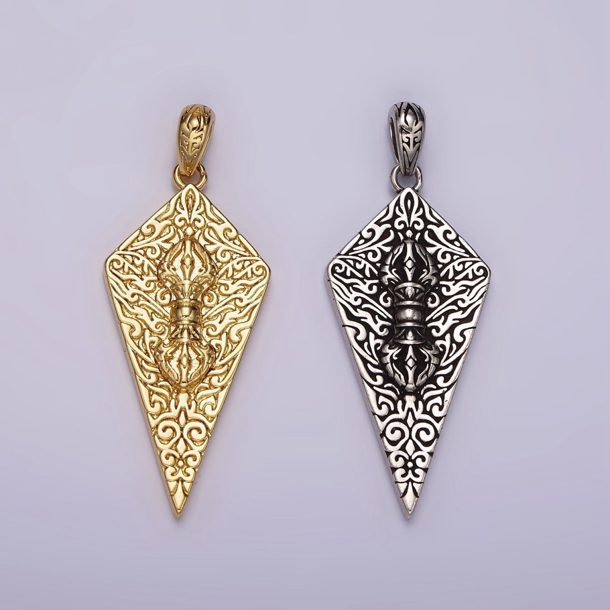 14K Gold Filled Artisan Magician manifestation Charm Double Sided Pendant in Gold & Silver | AH124 - DLUXCA