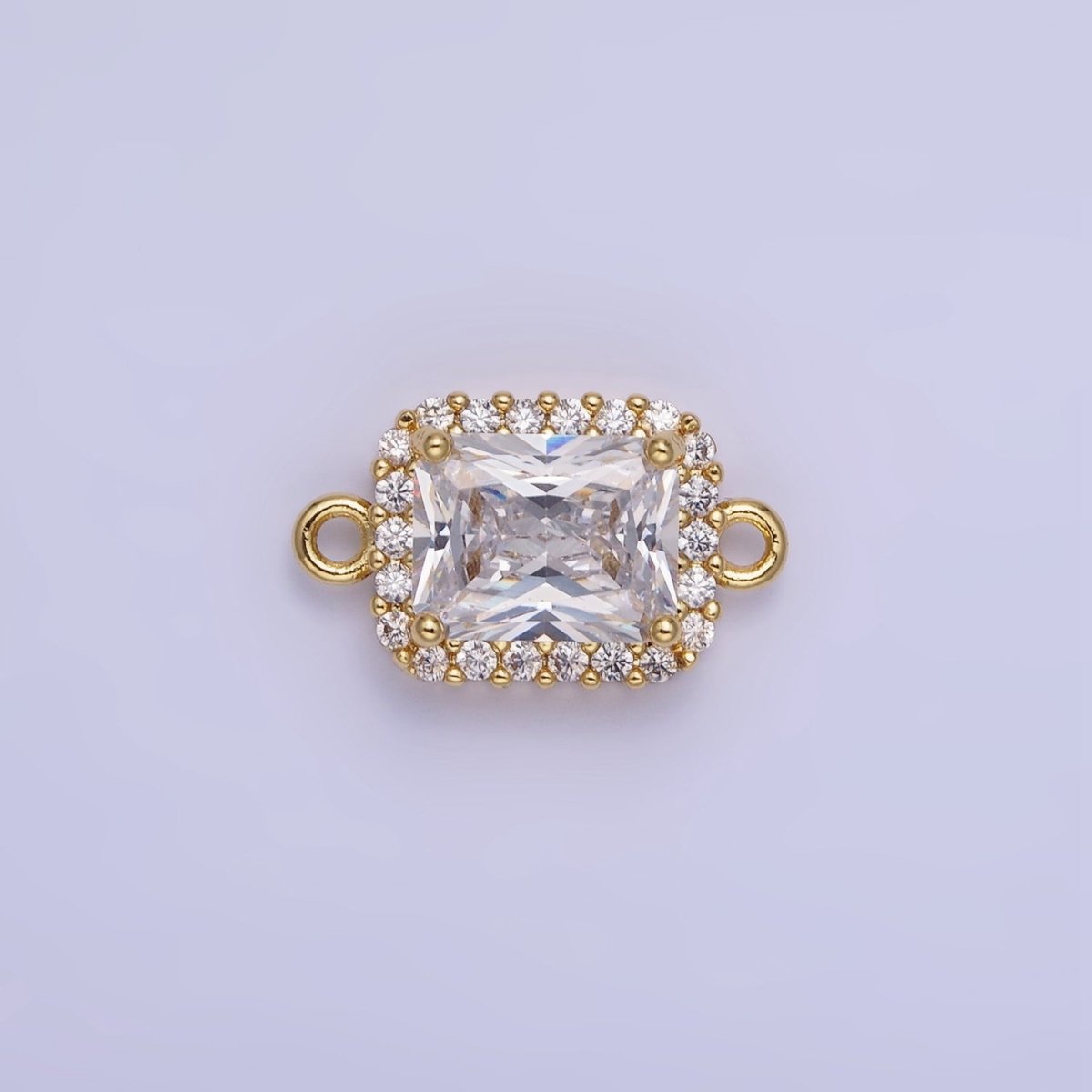 14K Gold Filled Baguette CZ Micro Paved Connector | G364 - G369 - DLUXCA