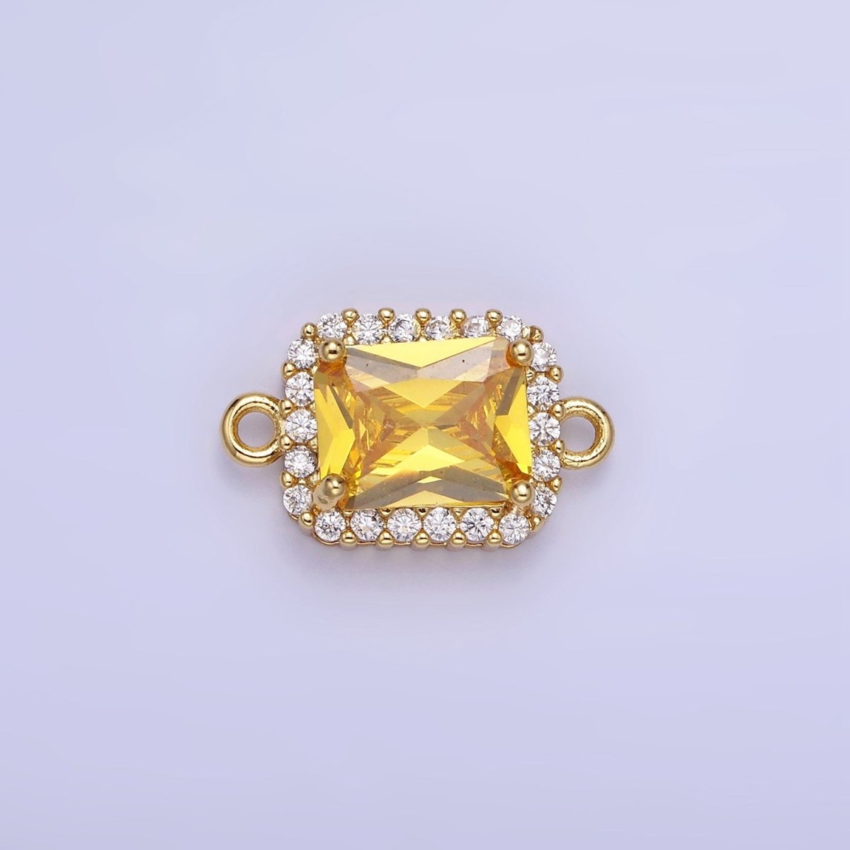 14K Gold Filled Baguette CZ Micro Paved Connector | G364 - G369 - DLUXCA