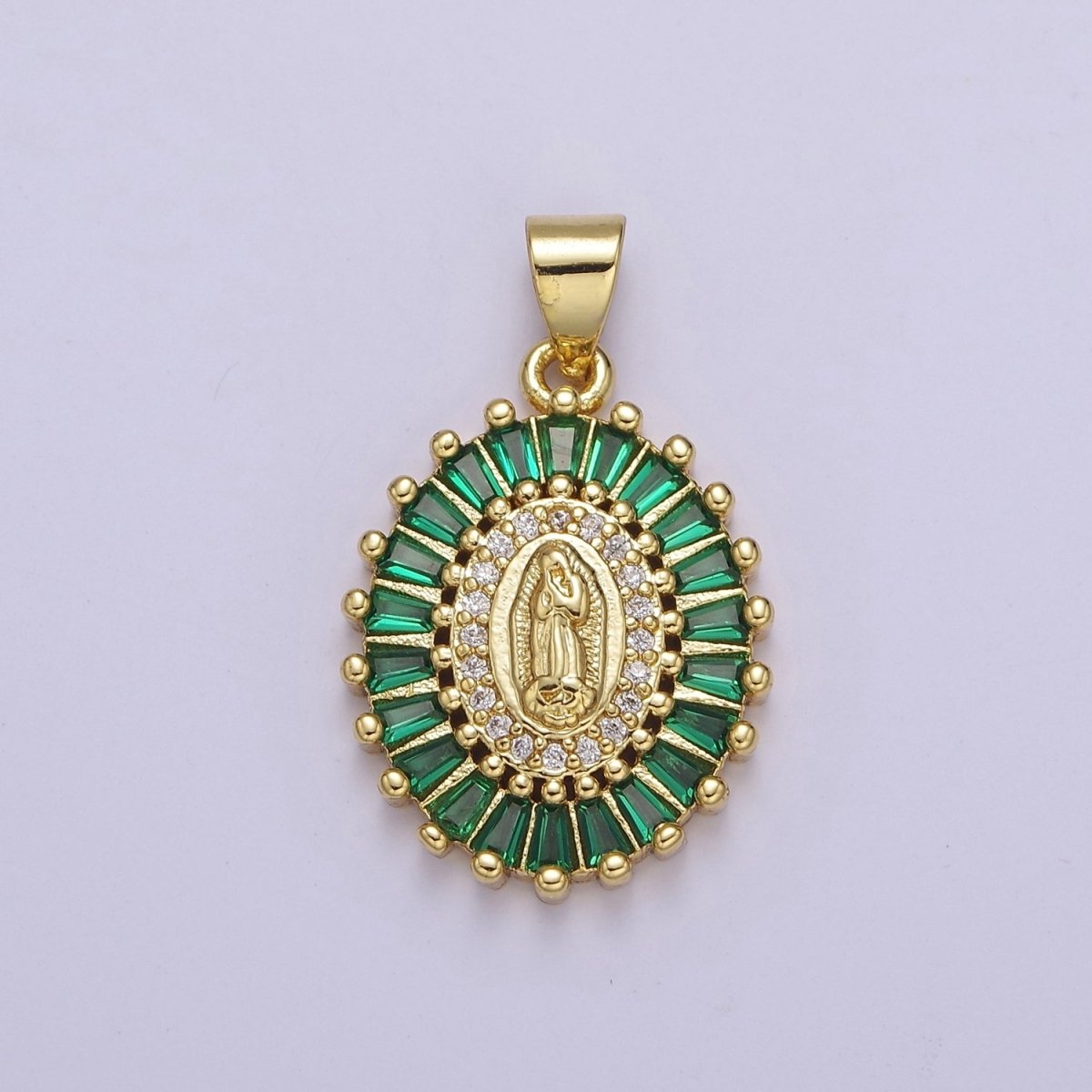 14K Gold Filled Baguette Lady Guadalupe Charm Virgin Mary Pendant Micro Pave Religious Catholic Jewelry J-498 J-499 J-501 - DLUXCA