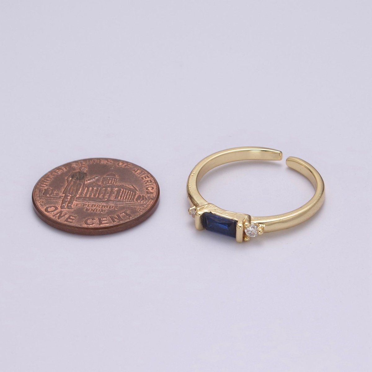 14K Gold Filled Baguette Ring / Petite Baguette Engagement Ring / Baguette Solitaire Ring / Dainty Birthstone CZ Ring U-163 ~ U-168 - DLUXCA