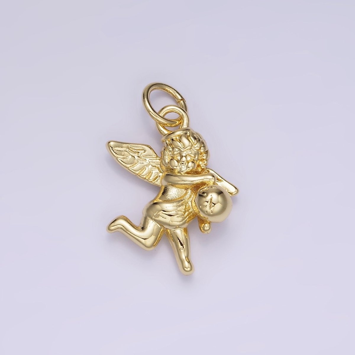 14K Gold Filled Ball Running Cherub Baby Angel Charm in Gold & Silver | W495 - DLUXCA