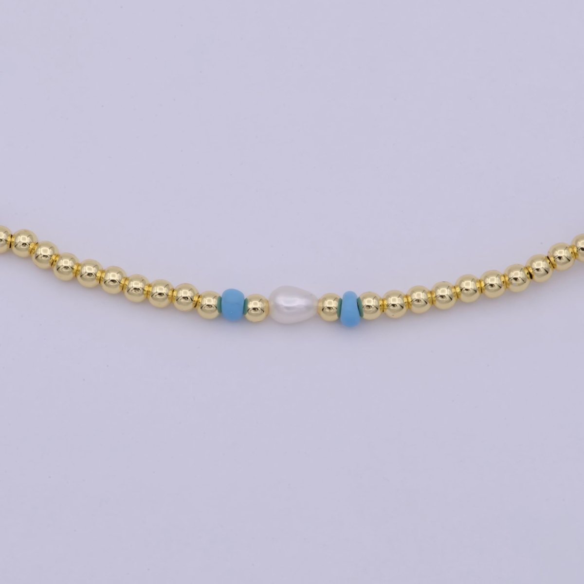 14k Gold filled Bead necklace, minimal delicate necklace, dainty Pearl gradient necklace, colorful beaded boho crystal necklace | WA-546 Clearance Pricing - DLUXCA