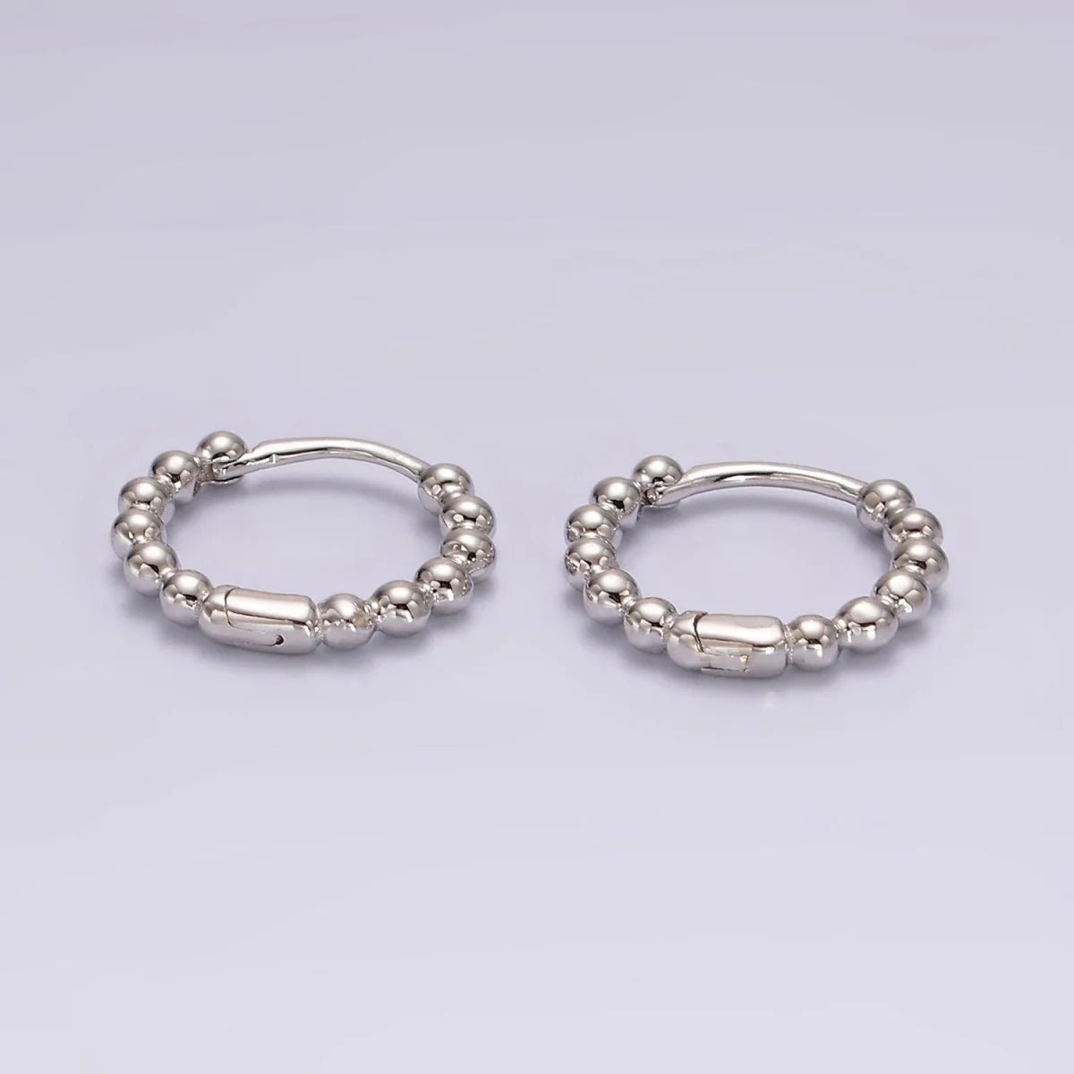 14K Gold Filled Beaded Ball Round Bubble Huggie Hoop Earring | P373 - DLUXCA
