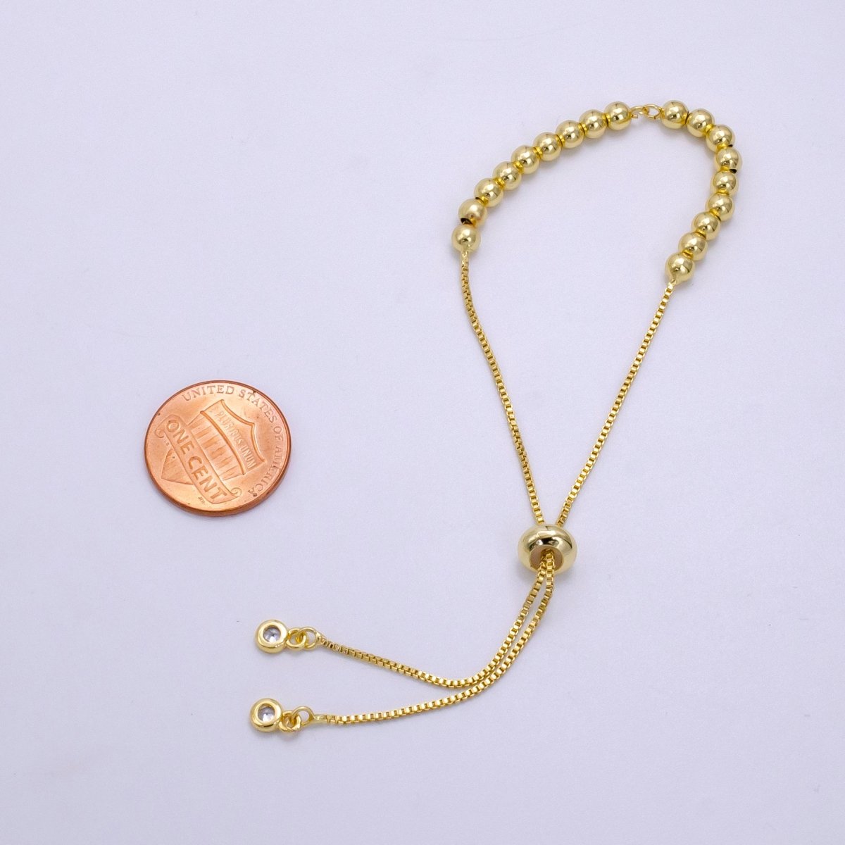 14K Gold Filled Beaded Bubble Box Chain Slider Bracelet Finding Supply | L470 - DLUXCA