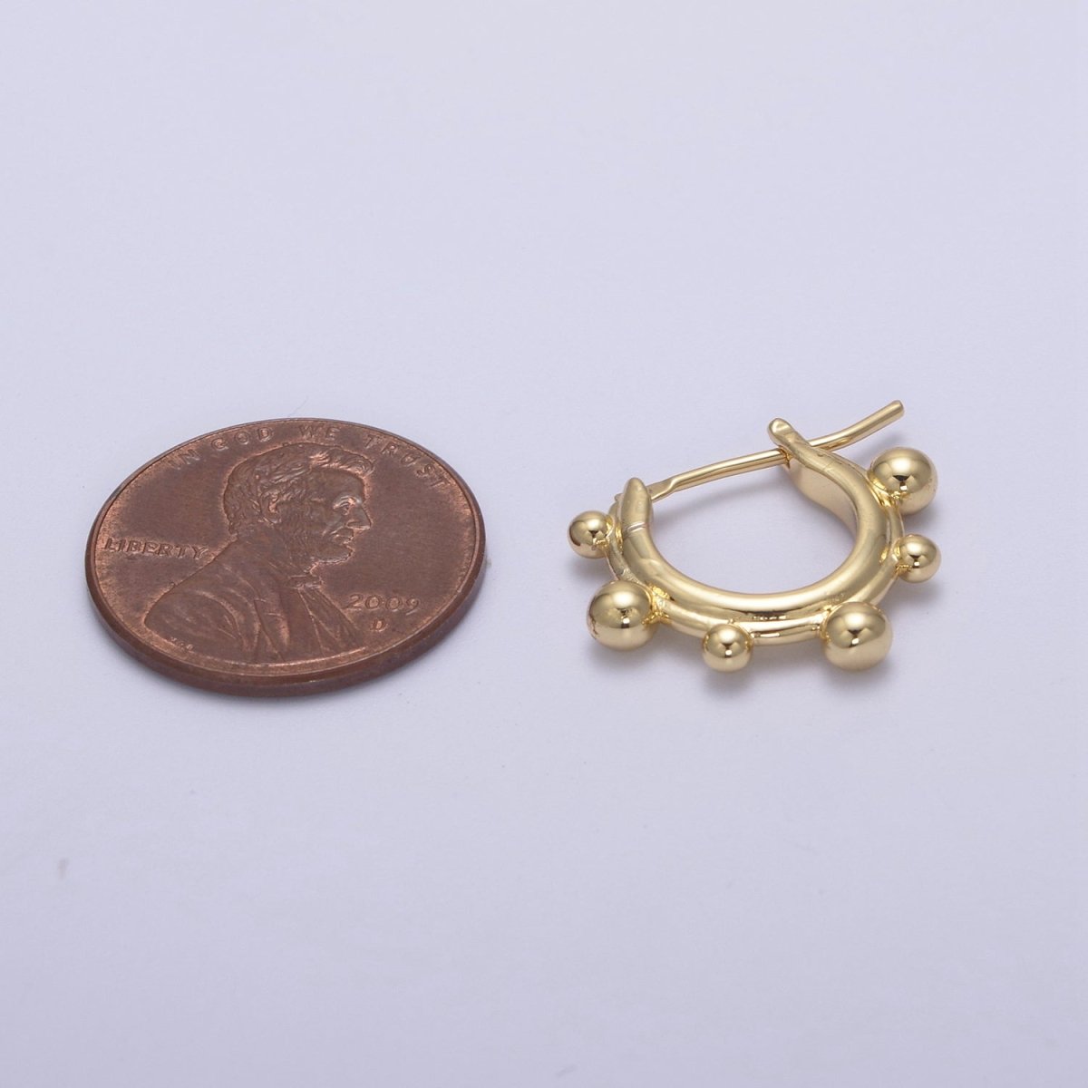 14K Gold Filled Beaded Bubble Outline Latch Hoop Earrings in Gold & Silver | T-276 T-277 - DLUXCA