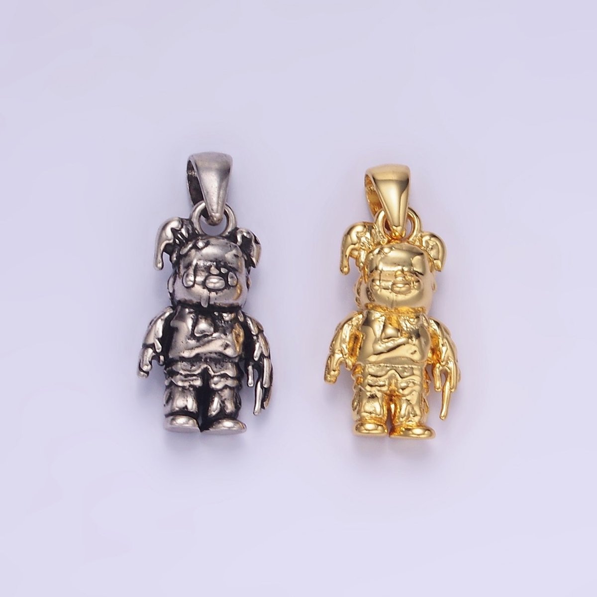 14K Gold Filled Bear Molten Drip Pendant in Gold & Silver | AA1246 - DLUXCA