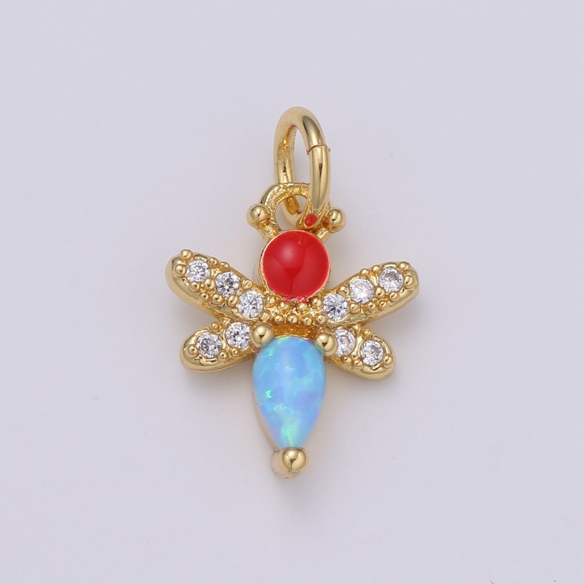 14K gold Filled bee Charm Tiny Opal bee Charm Micro Pave bee pendant for Necklace Bracelet Earring Supply E-088 - E-090 - DLUXCA
