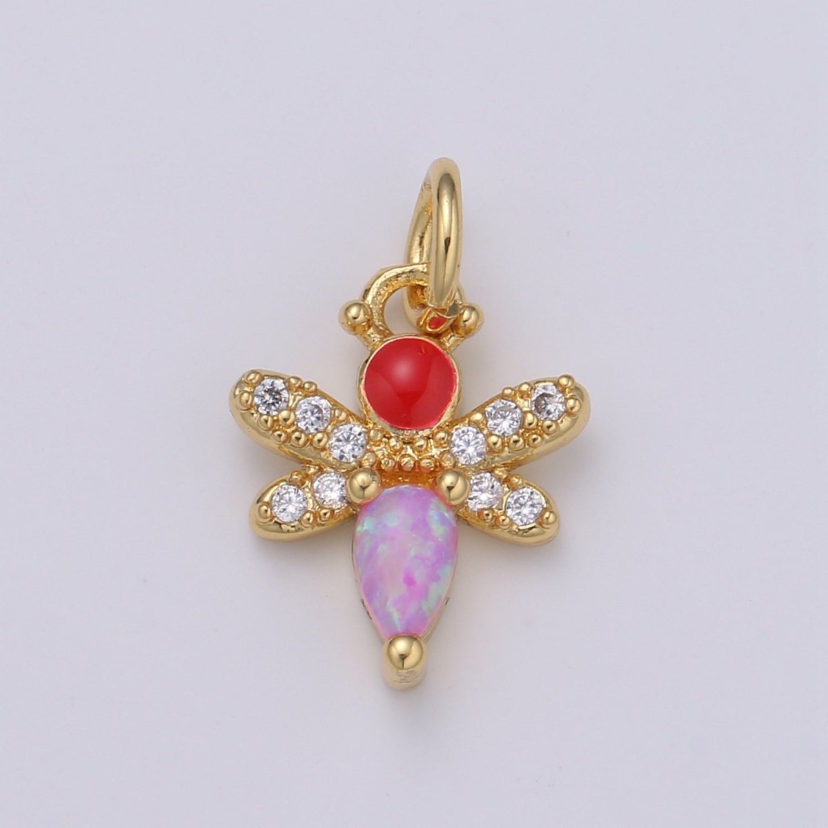 14K gold Filled bee Charm Tiny Opal bee Charm Micro Pave bee pendant for Necklace Bracelet Earring Supply E-088 - E-090 - DLUXCA