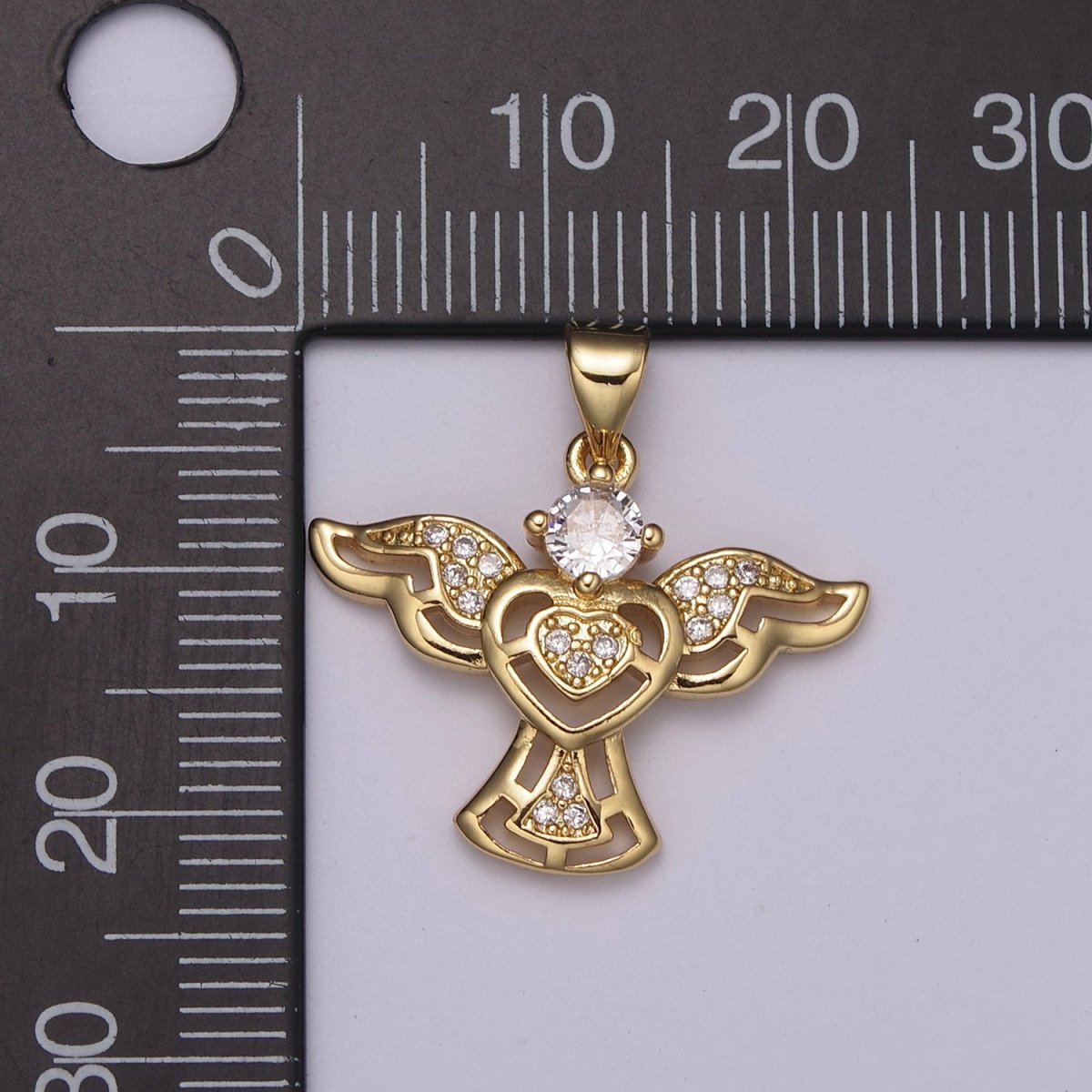 14k Gold filled Bird charm w/ Micro Pave Heart pendant, Necklace supply, Jewelry makings N-514 - DLUXCA