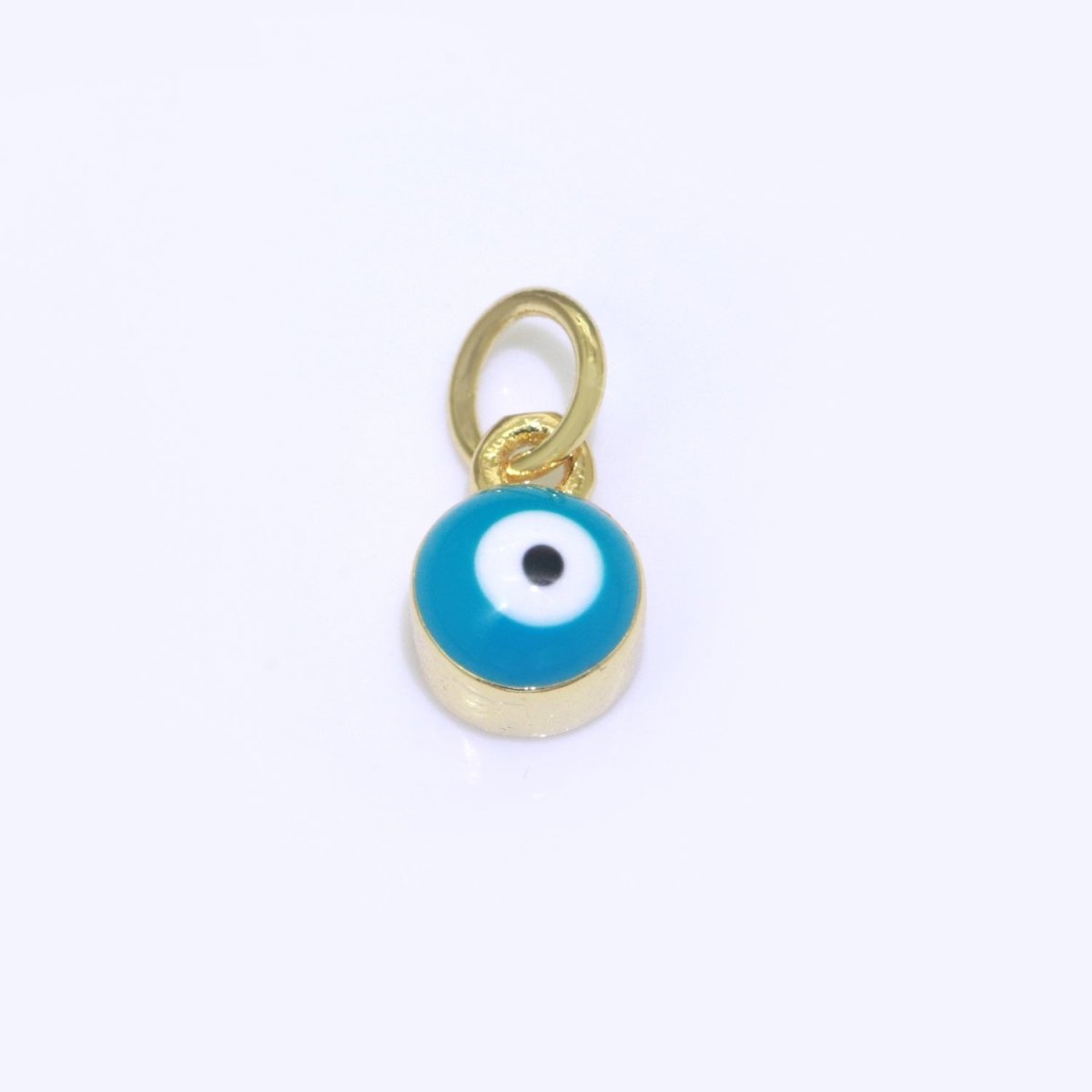 14K Gold Filled Black, Blue, Dark Blue, Green, Pink, Purple, Red, Teal, White, Yellow 5mm Evil Eye Mini Round Add-On Charm | M-565 - M-574 - DLUXCA