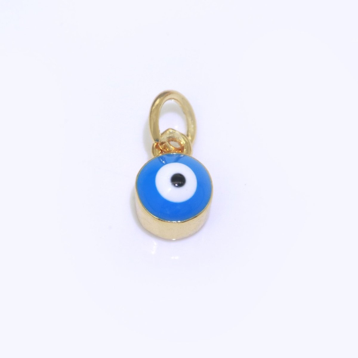 14K Gold Filled Black, Blue, Dark Blue, Green, Pink, Purple, Red, Teal, White, Yellow 5mm Evil Eye Mini Round Add-On Charm | M-565 - M-574 - DLUXCA