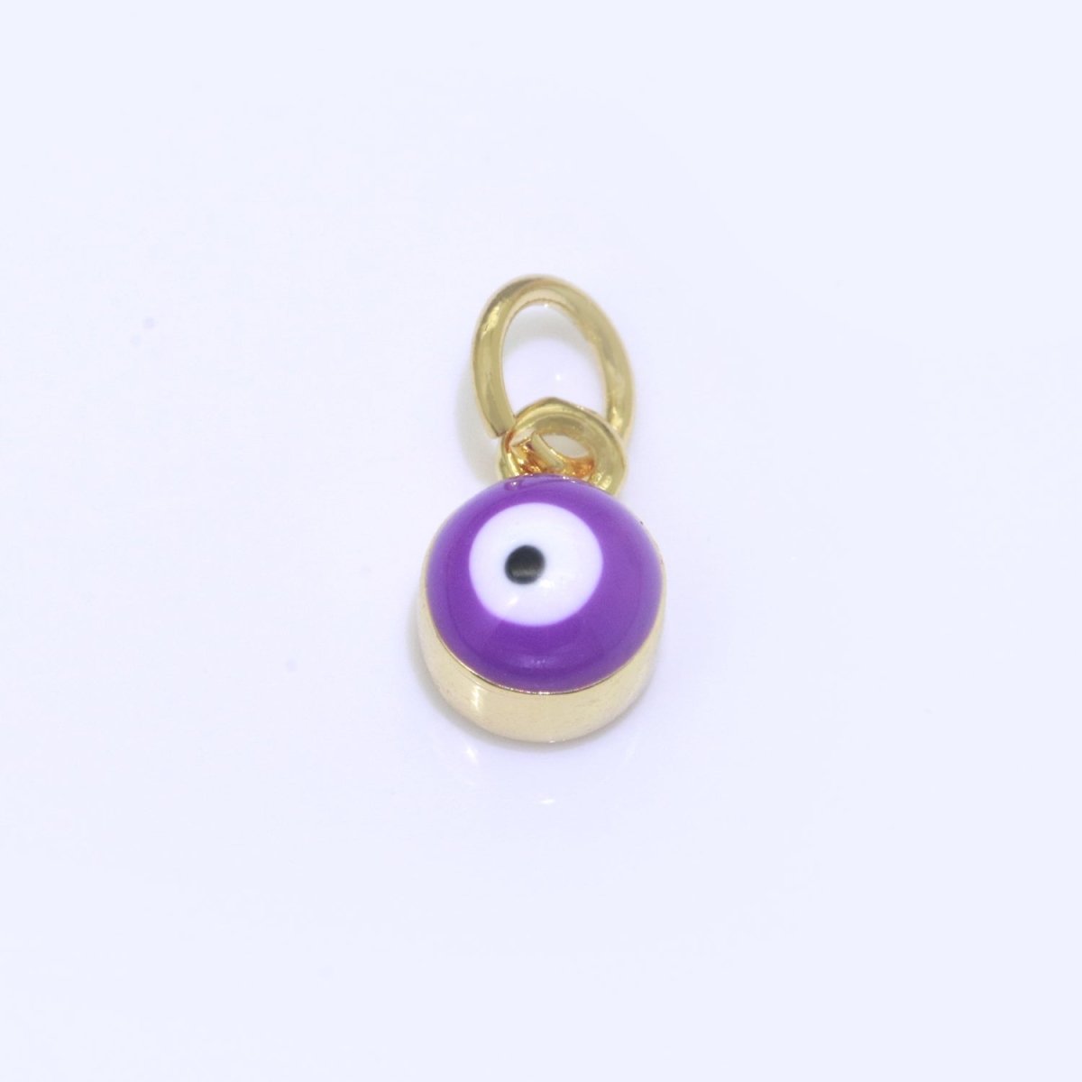 14K Gold Filled Black, Blue, Dark Blue, Green, Pink, Purple, Red, Teal, White, Yellow 5mm Evil Eye Mini Round Add-On Charm | M-565 - M-574 - DLUXCA