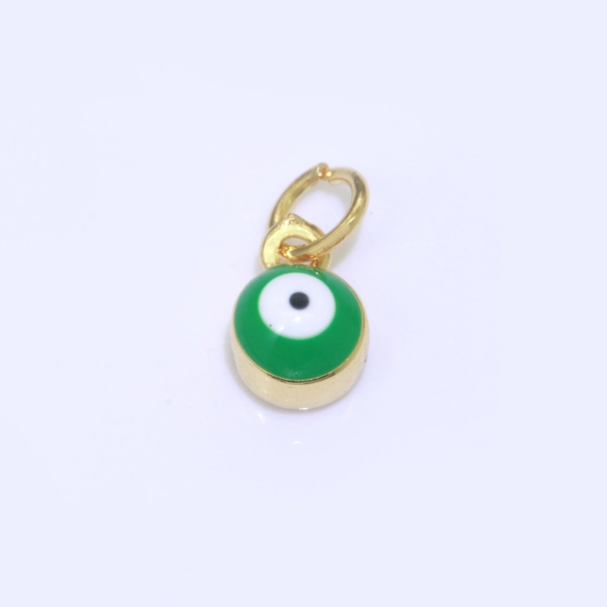 14K Gold Filled Black, Blue, Dark Blue, Green, Pink, Purple, Red, Teal, White, Yellow 5mm Evil Eye Mini Round Add-On Charm | M-565 - M-574 - DLUXCA