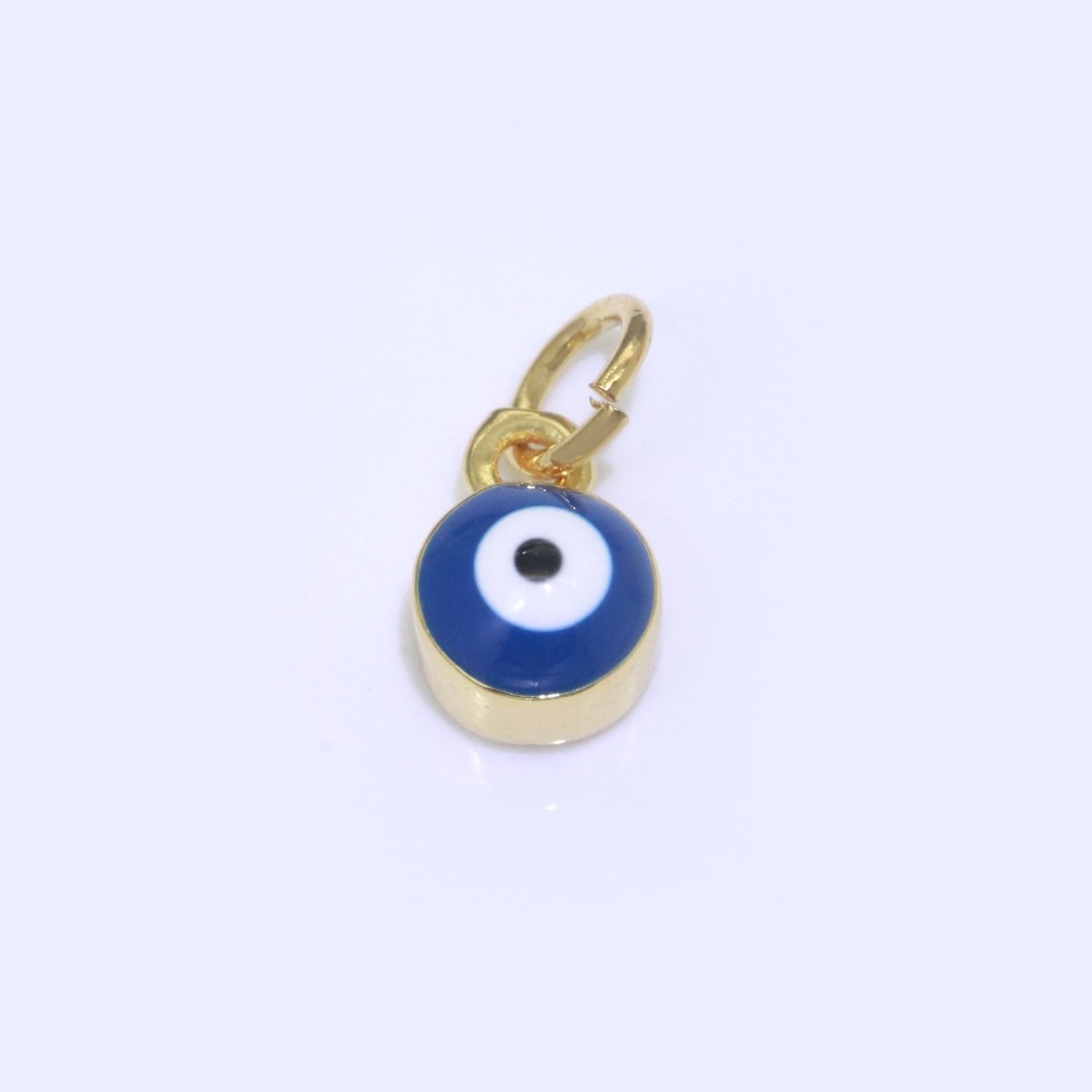 14K Gold Filled Black, Blue, Dark Blue, Green, Pink, Purple, Red, Teal, White, Yellow 5mm Evil Eye Mini Round Add-On Charm | M-565 - M-574 - DLUXCA