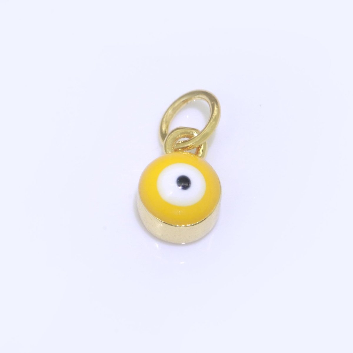 14K Gold Filled Black, Blue, Dark Blue, Green, Pink, Purple, Red, Teal, White, Yellow 5mm Evil Eye Mini Round Add-On Charm | M-565 - M-574 - DLUXCA