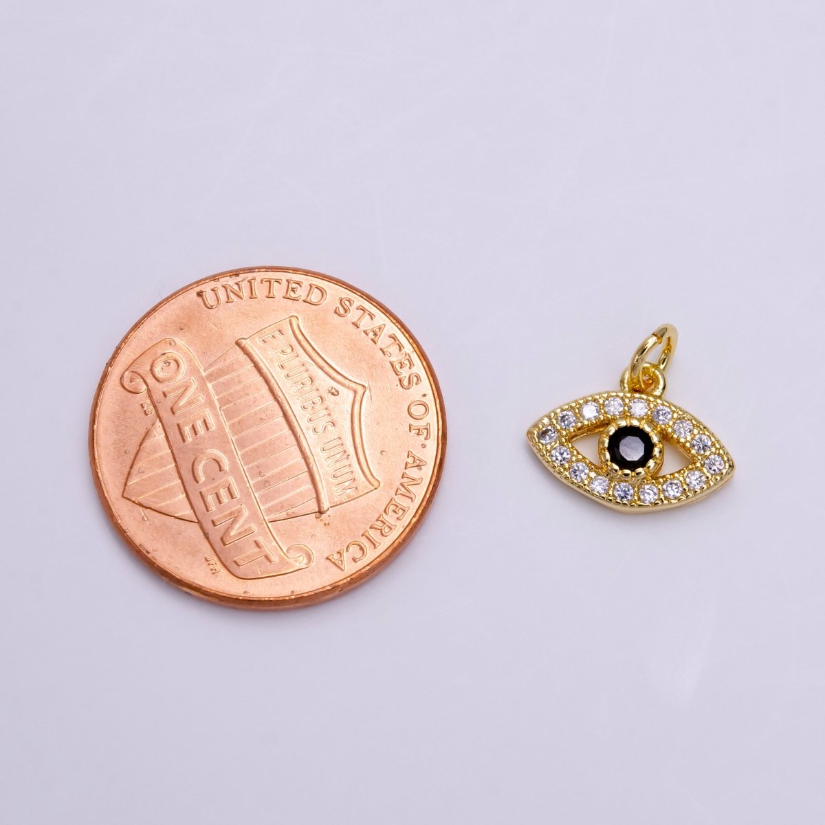 14K Gold Filled Black CZ Evil Eye Micro Paved Open Mini Add-On Charm | AC1462 - DLUXCA