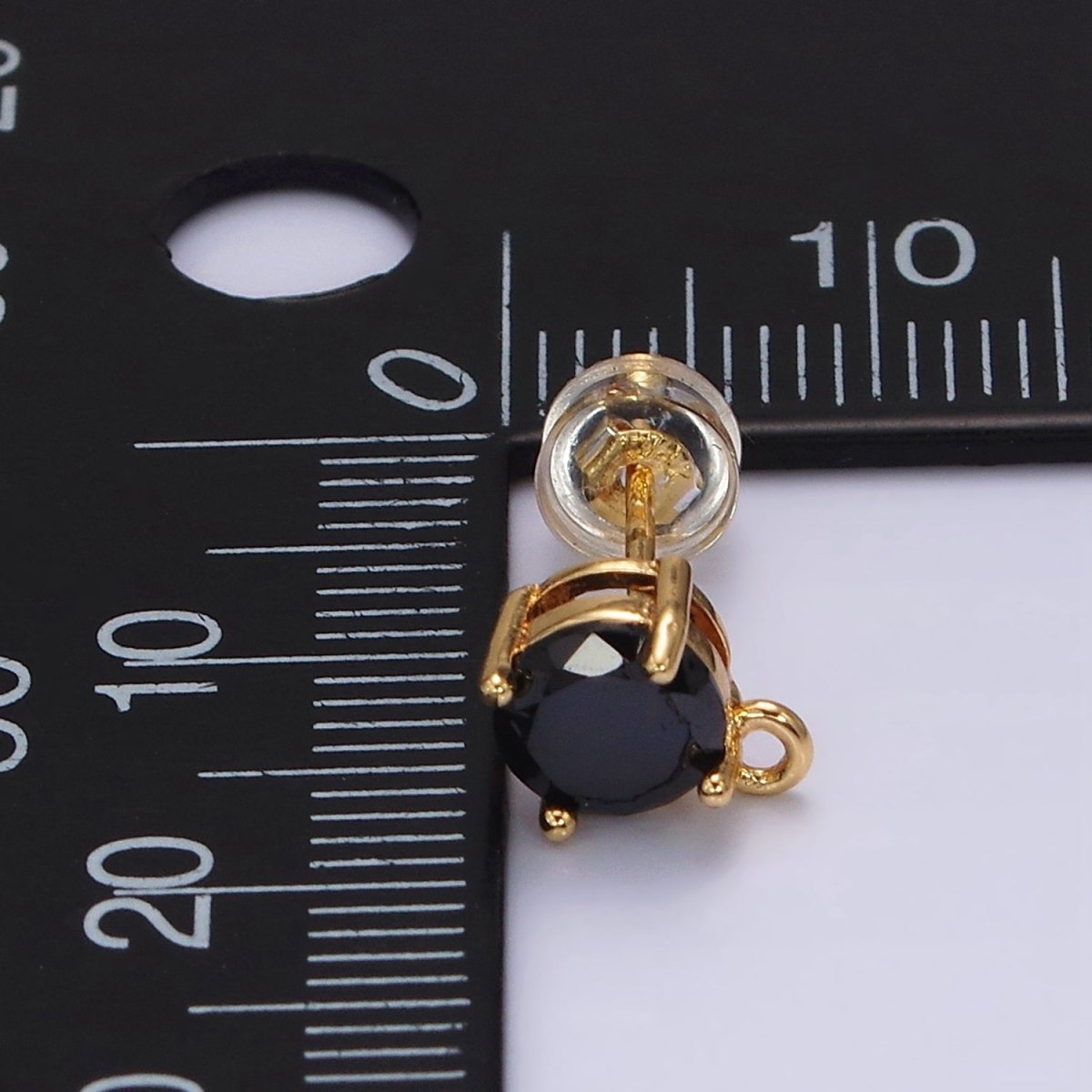 14K Gold Filled Black CZ Round Open Loop Stud Earrings | Z627 - DLUXCA