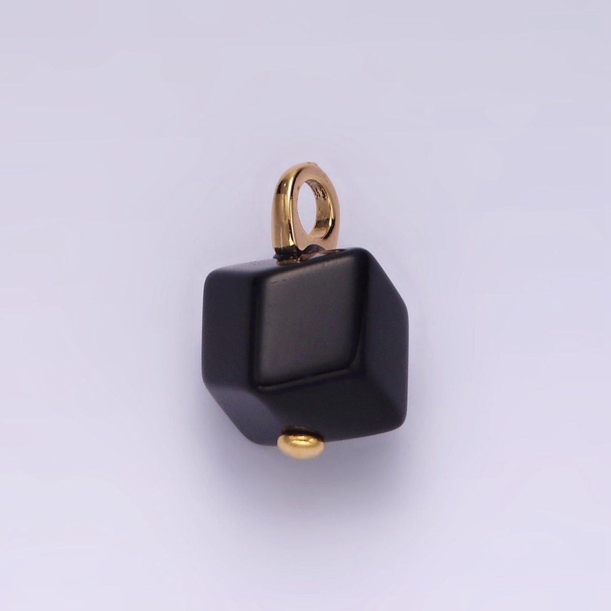 14K Gold Filled Black Onyx Gemstone Multifaceted Square Pendant | AG448 - DLUXCA