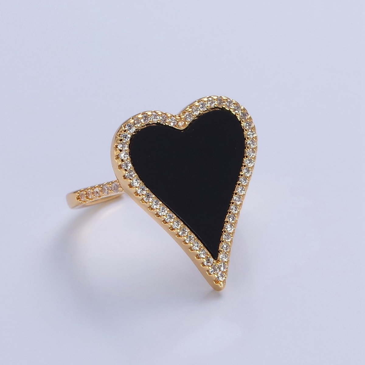 14K Gold Filled Black White Heart Ring, Dainty Gold Love Ring, Waterproof Friendship Ring, Pearl Heart Ring O-2198 O-2199 O-2200 - DLUXCA