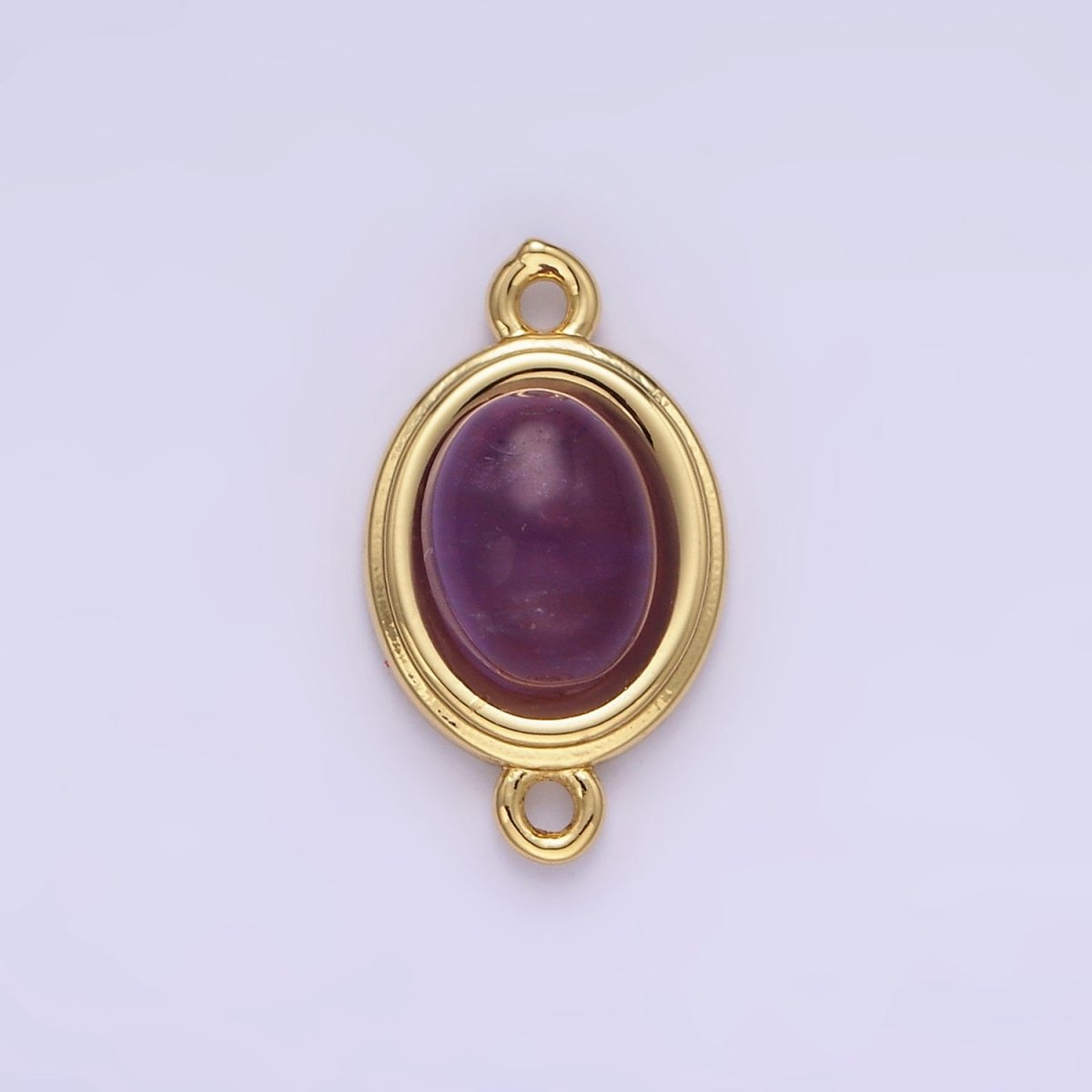 14K Gold Filled Blue Agate, Peridot, Blue Kyanite, Lapis Lazuli, Sunstone, Pink Opal Bezel Oval Connector | G100 - G105 - DLUXCA