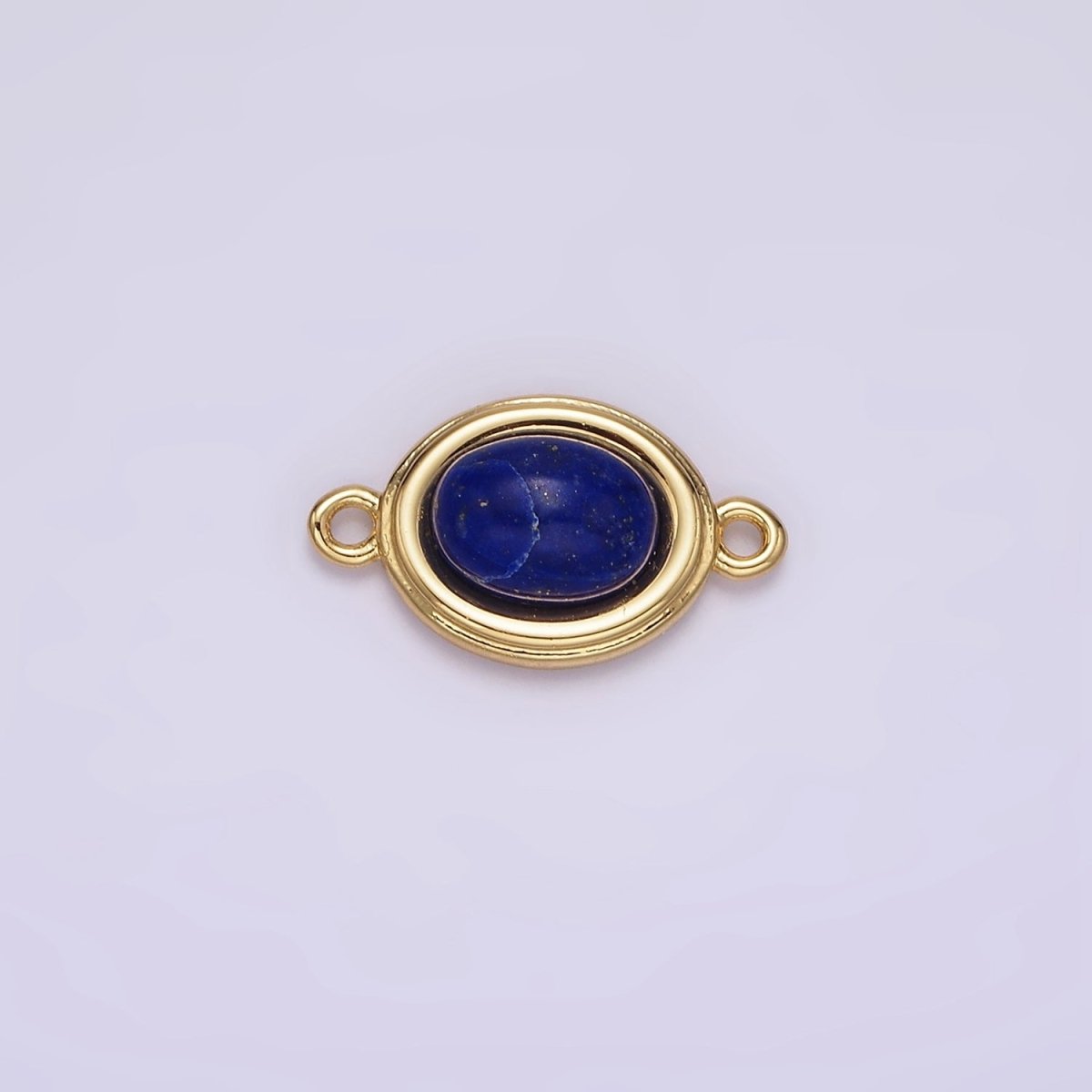 14K Gold Filled Blue Agate, Peridot, Blue Kyanite, Lapis Lazuli, Sunstone, Pink Opal Bezel Oval Connector | G100 - G105 - DLUXCA