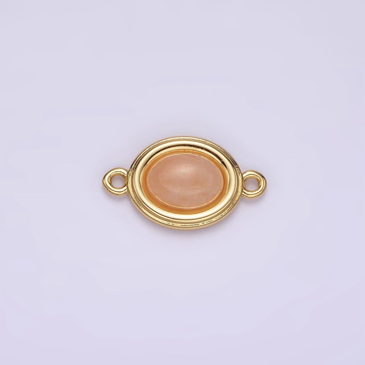 14K Gold Filled Blue Agate, Peridot, Blue Kyanite, Lapis Lazuli, Sunstone, Pink Opal Bezel Oval Connector | G100 - G105 - DLUXCA