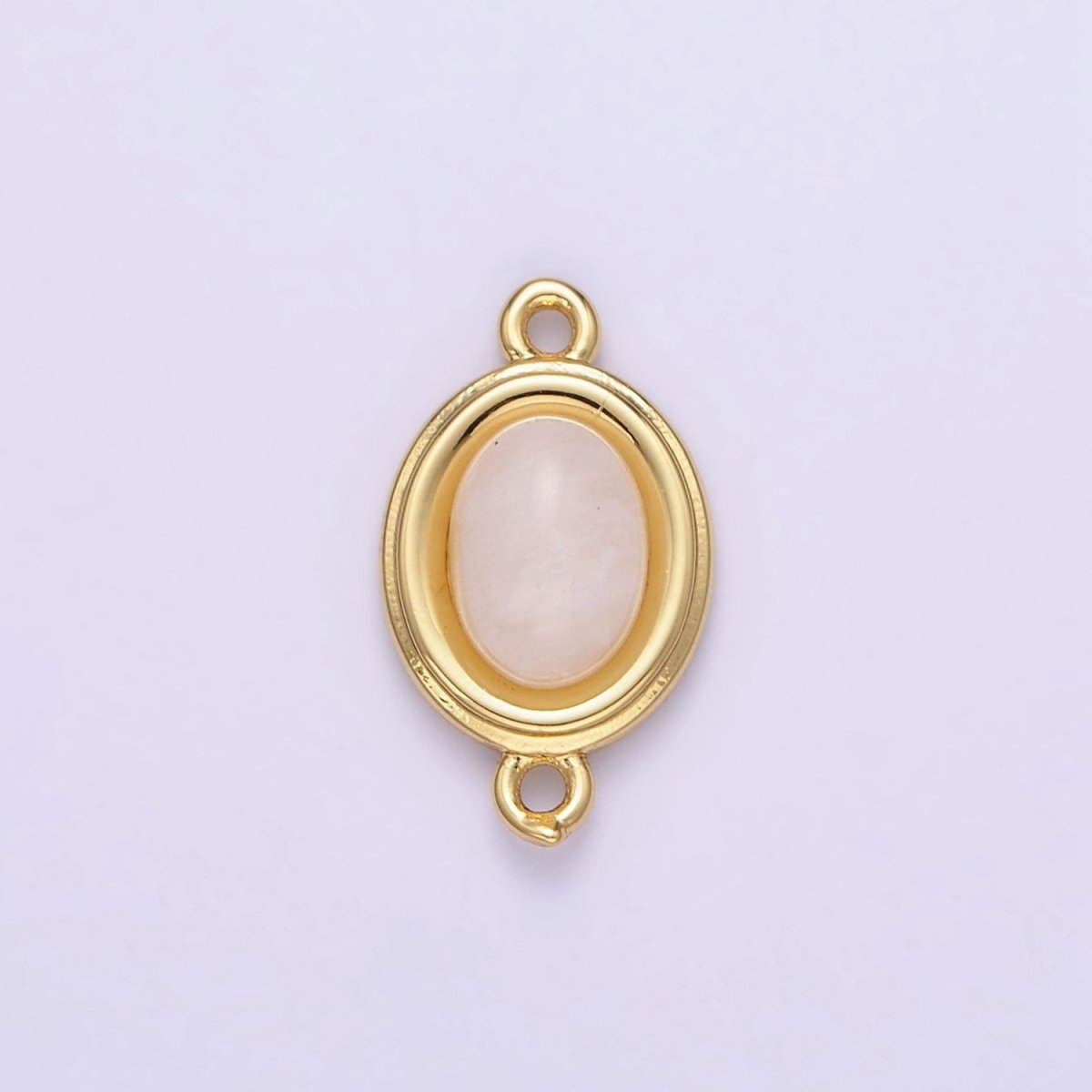 14K Gold Filled Blue Agate, Peridot, Blue Kyanite, Lapis Lazuli, Sunstone, Pink Opal Bezel Oval Connector | G100 - G105 - DLUXCA