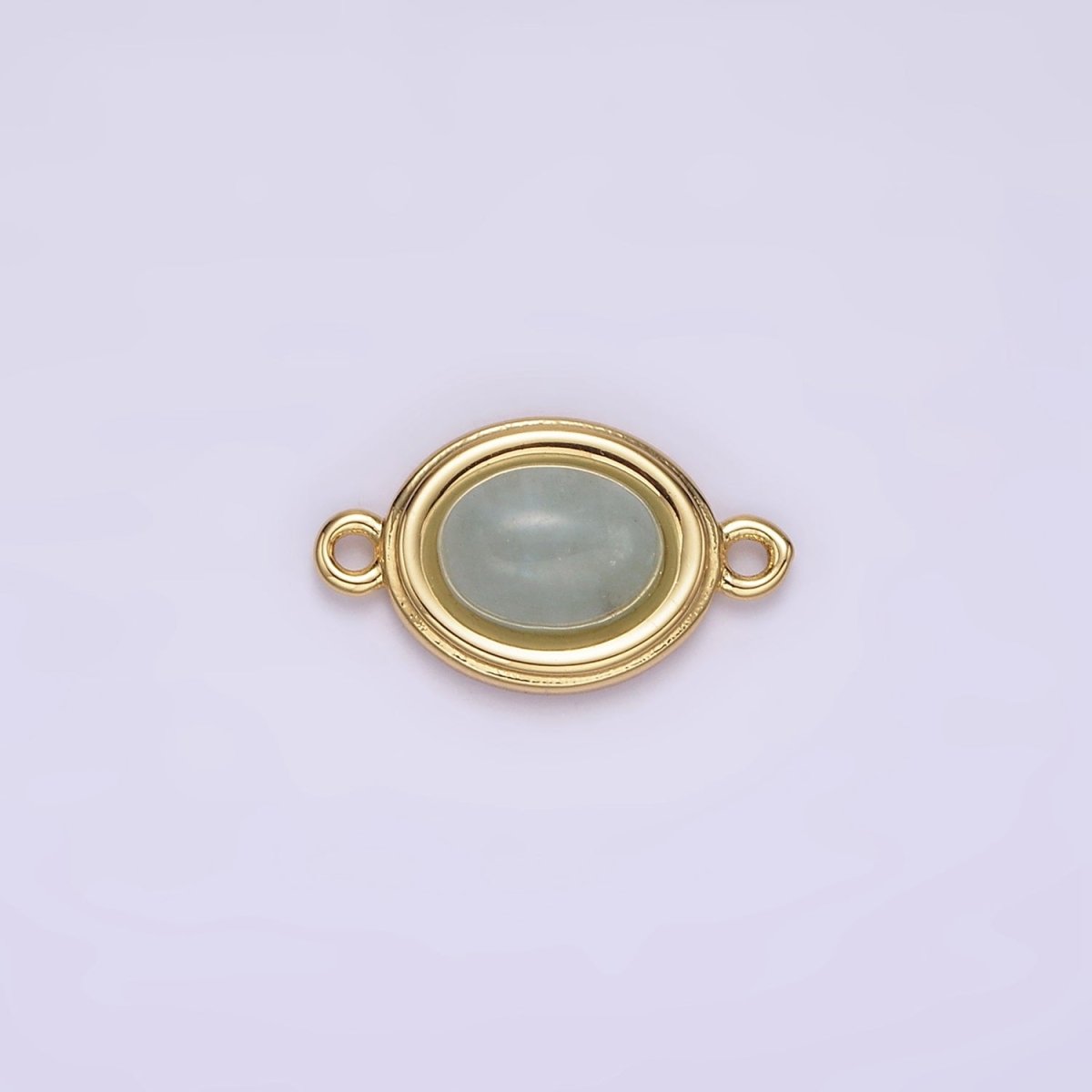 14K Gold Filled Blue Agate, Peridot, Blue Kyanite, Lapis Lazuli, Sunstone, Pink Opal Bezel Oval Connector | G100 - G105 - DLUXCA