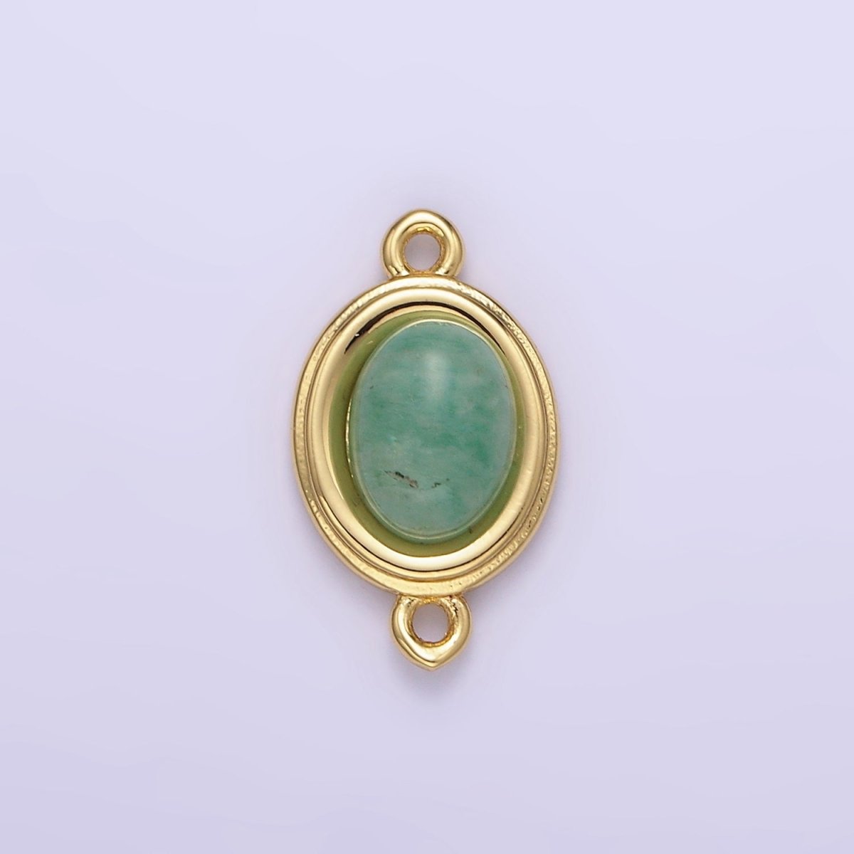 14K Gold Filled Blue Agate, Peridot, Blue Kyanite, Lapis Lazuli, Sunstone, Pink Opal Bezel Oval Connector | G100 - G105 - DLUXCA