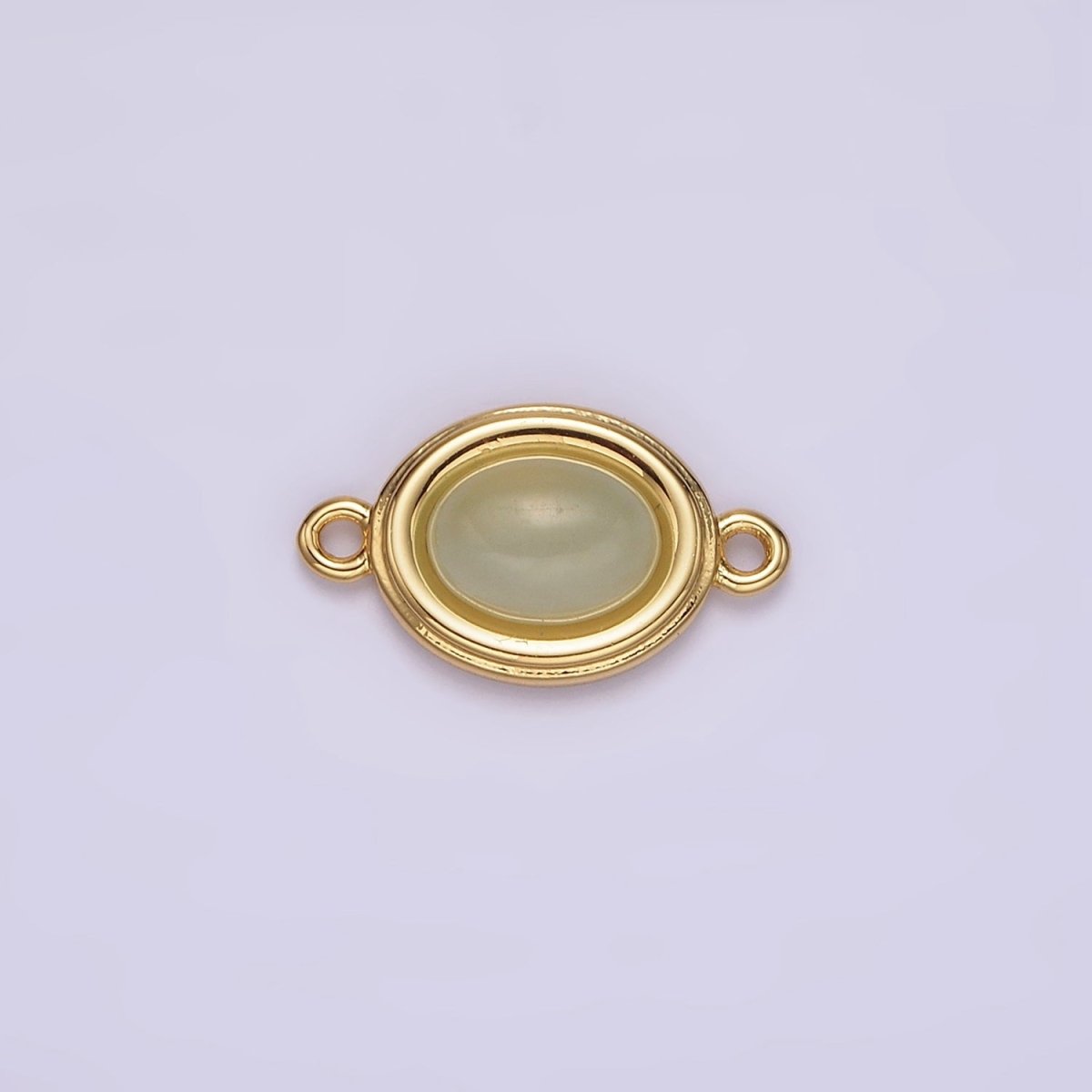 14K Gold Filled Blue Agate, Peridot, Blue Kyanite, Lapis Lazuli, Sunstone, Pink Opal Bezel Oval Connector | G100 - G105 - DLUXCA