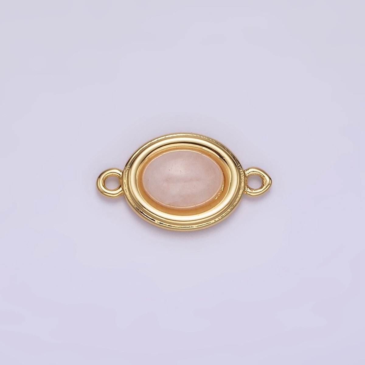 14K Gold Filled Blue Agate, Peridot, Blue Kyanite, Lapis Lazuli, Sunstone, Pink Opal Bezel Oval Connector | G100 - G105 - DLUXCA