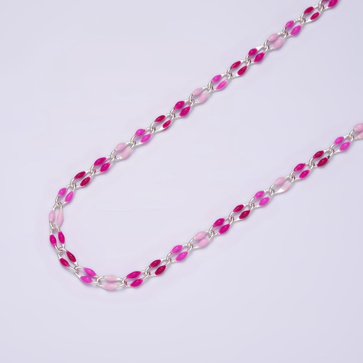 14K Gold Filled Blue, Black & White, Magenta & Pink Enamel Designed Unfinished Chain in Gold & Silver | ROLL-1449 ~ ROLL-1452 - DLUXCA