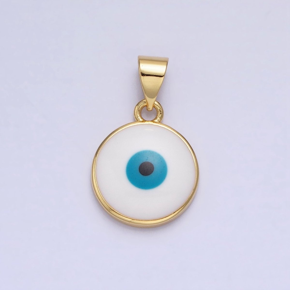 14K Gold Filled Blue Evil Eye Pendant Round Add-On Charm Enamel Jewelry | AA235 - DLUXCA