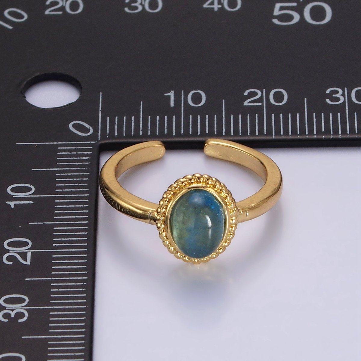 14K Gold Filled Blue Kyanite Natural Gemstone Oval Braided Ring | O1081 - DLUXCA