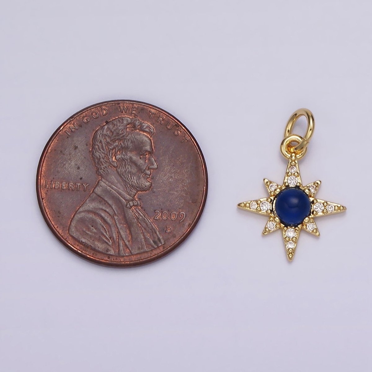 14K Gold Filled Blue Lapis Micro Paved CZ Celestial North Star in Silver & Gold | AG150 AG151 - DLUXCA