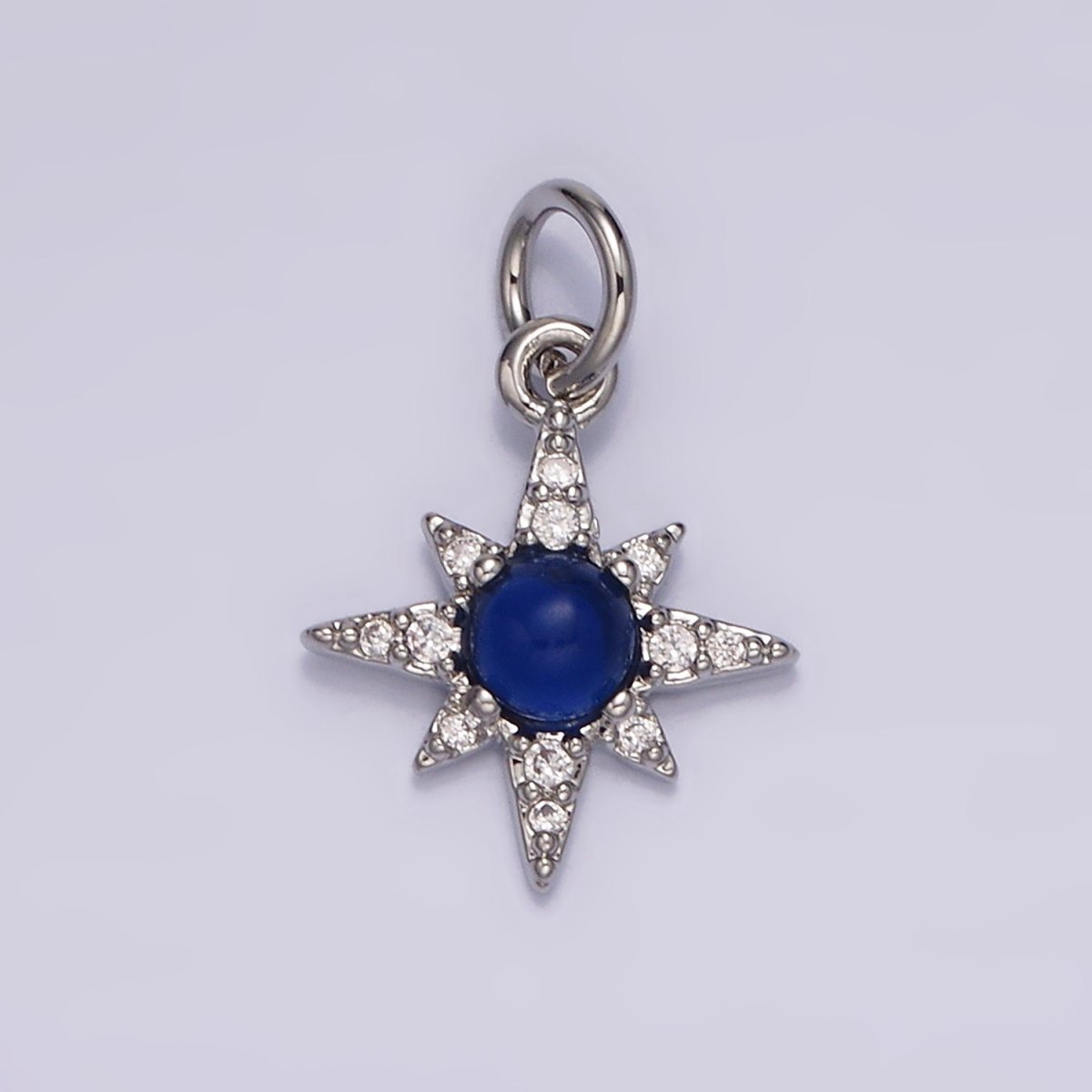 14K Gold Filled Blue Lapis Micro Paved CZ Celestial North Star in Silver & Gold | AG150 AG151 - DLUXCA