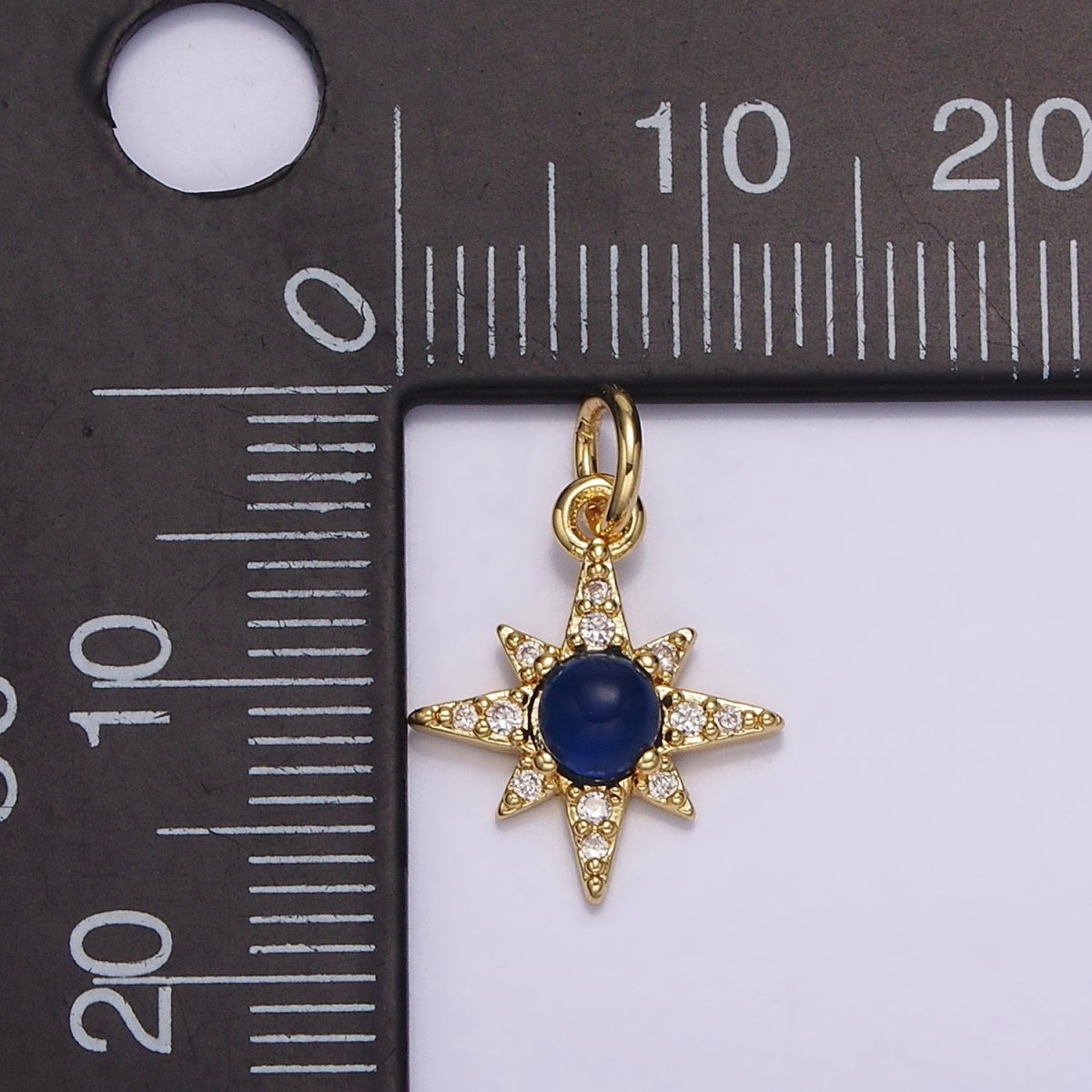 14K Gold Filled Blue Lapis Micro Paved CZ Celestial North Star in Silver & Gold | AG150 AG151 - DLUXCA