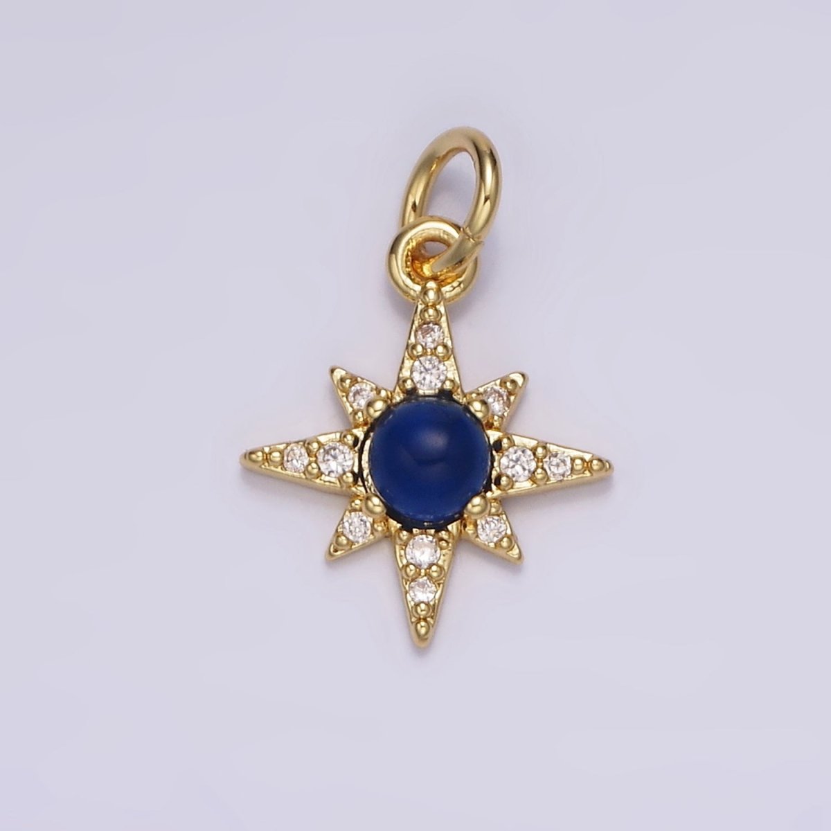 14K Gold Filled Blue Lapis Micro Paved CZ Celestial North Star in Silver & Gold | AG150 AG151 - DLUXCA