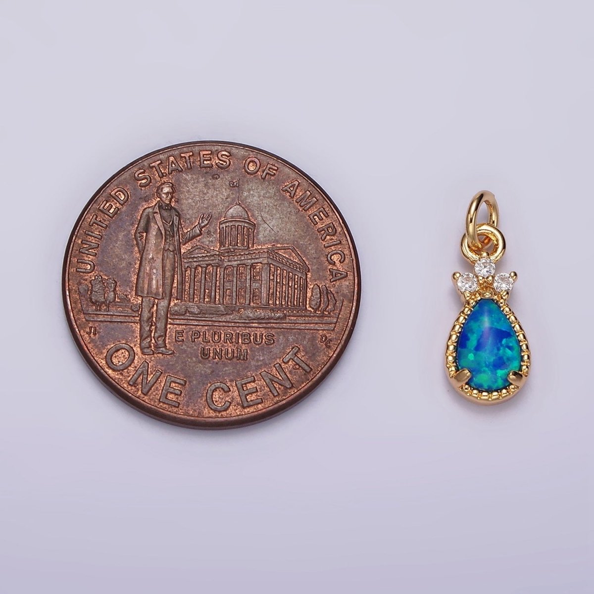 14K Gold Filled Blue Opal; Teardrop Mini Add-On Charm in Gold & Silver | AG424 AG425 - DLUXCA