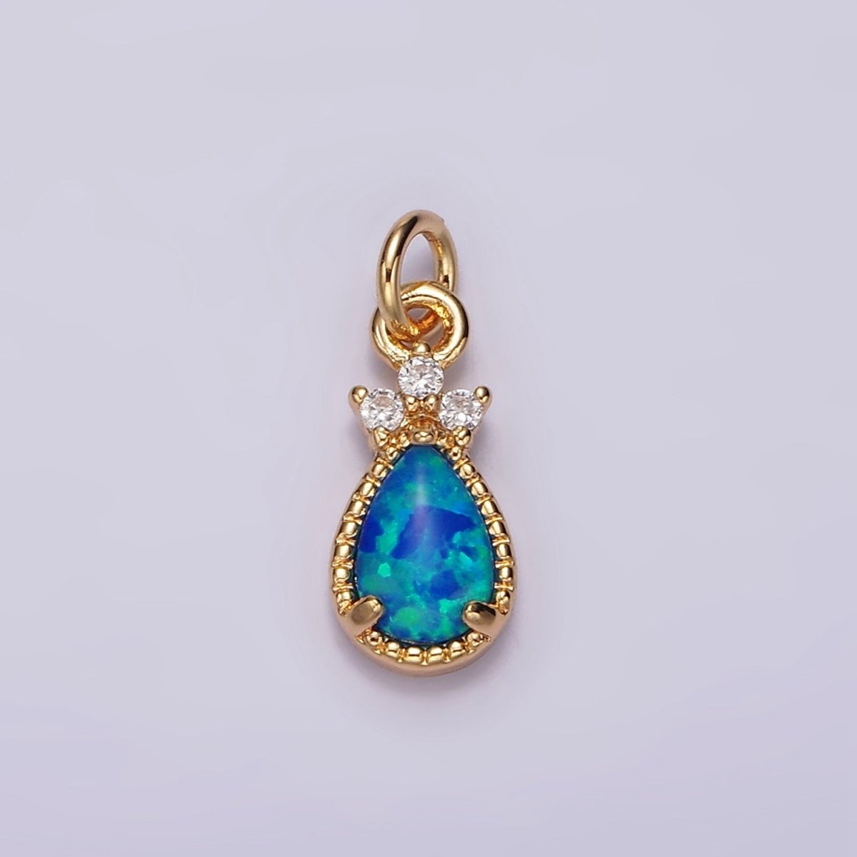 14K Gold Filled Blue Opal; Teardrop Mini Add-On Charm in Gold & Silver | AG424 AG425 - DLUXCA